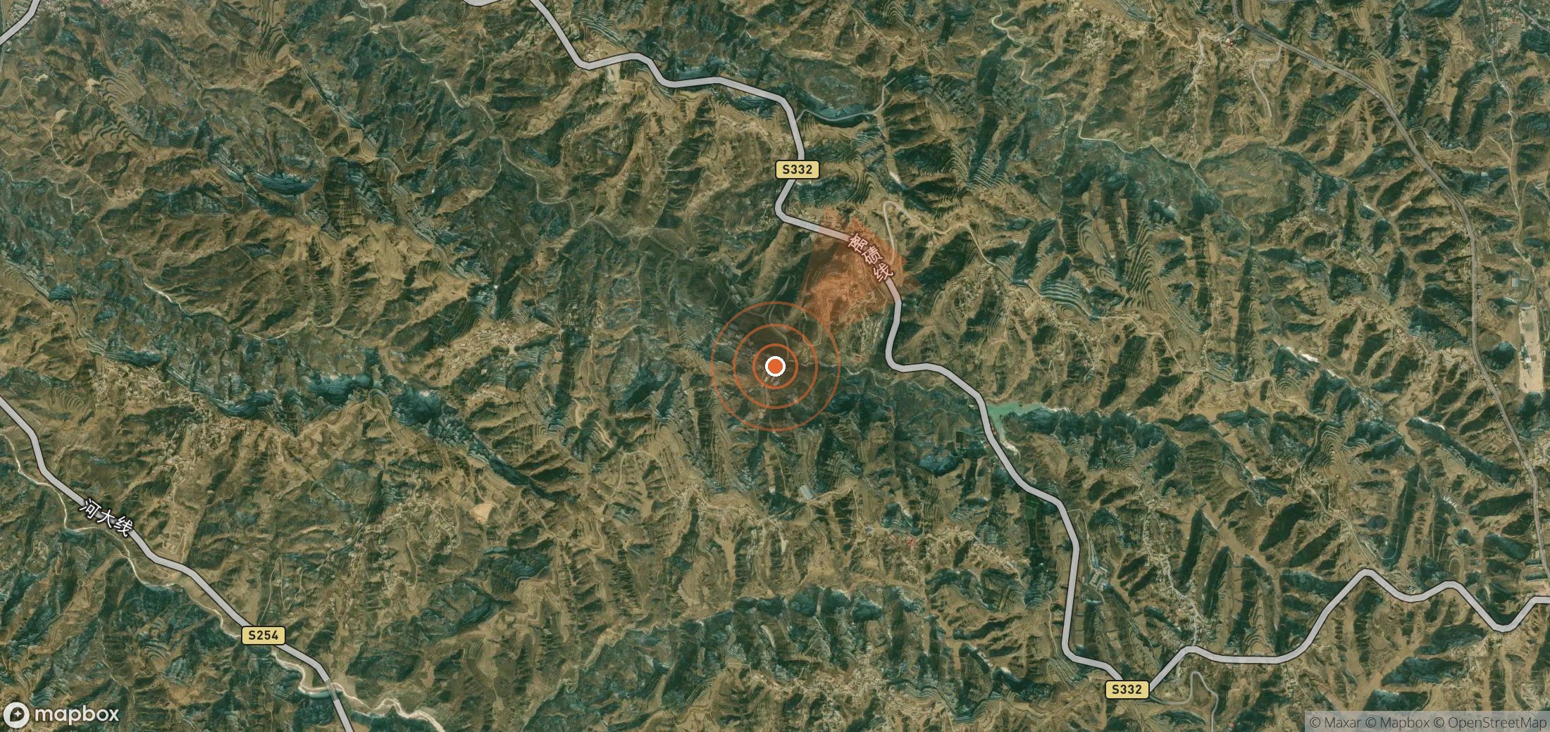Satellite map of methane plume locations in China