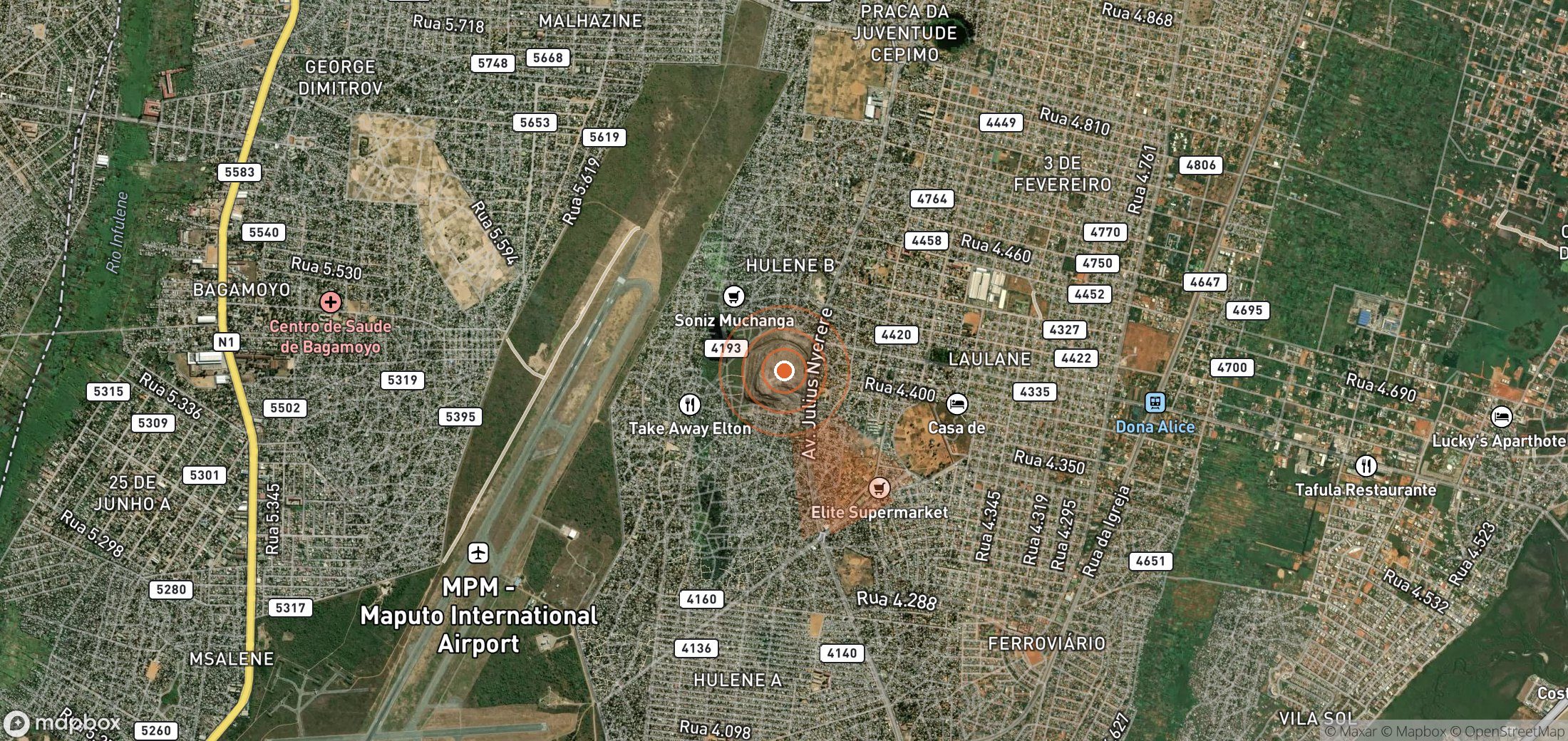 Satellite map of methane plume locations in Mozambique