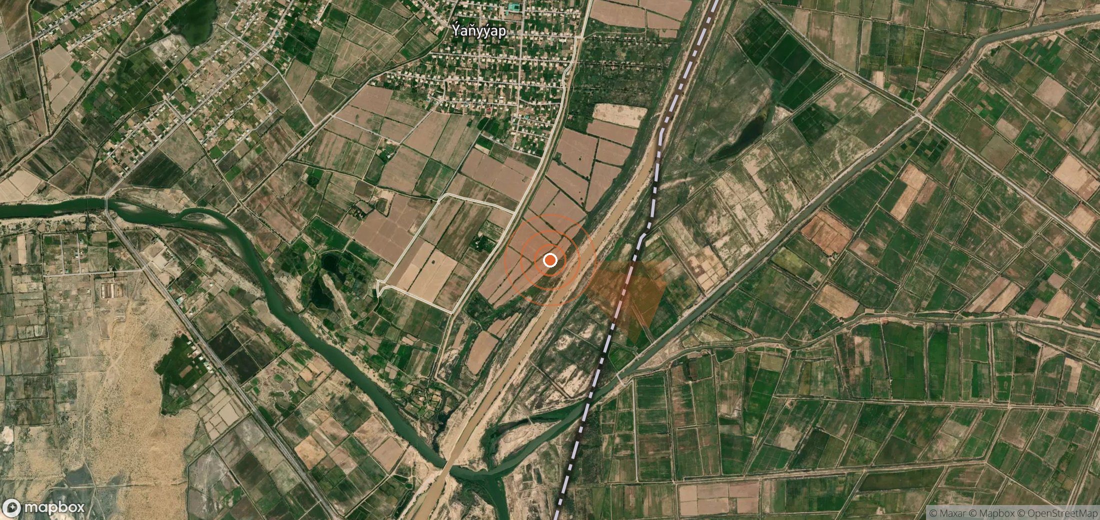 Satellite map of methane plume locations in Turkmenistan