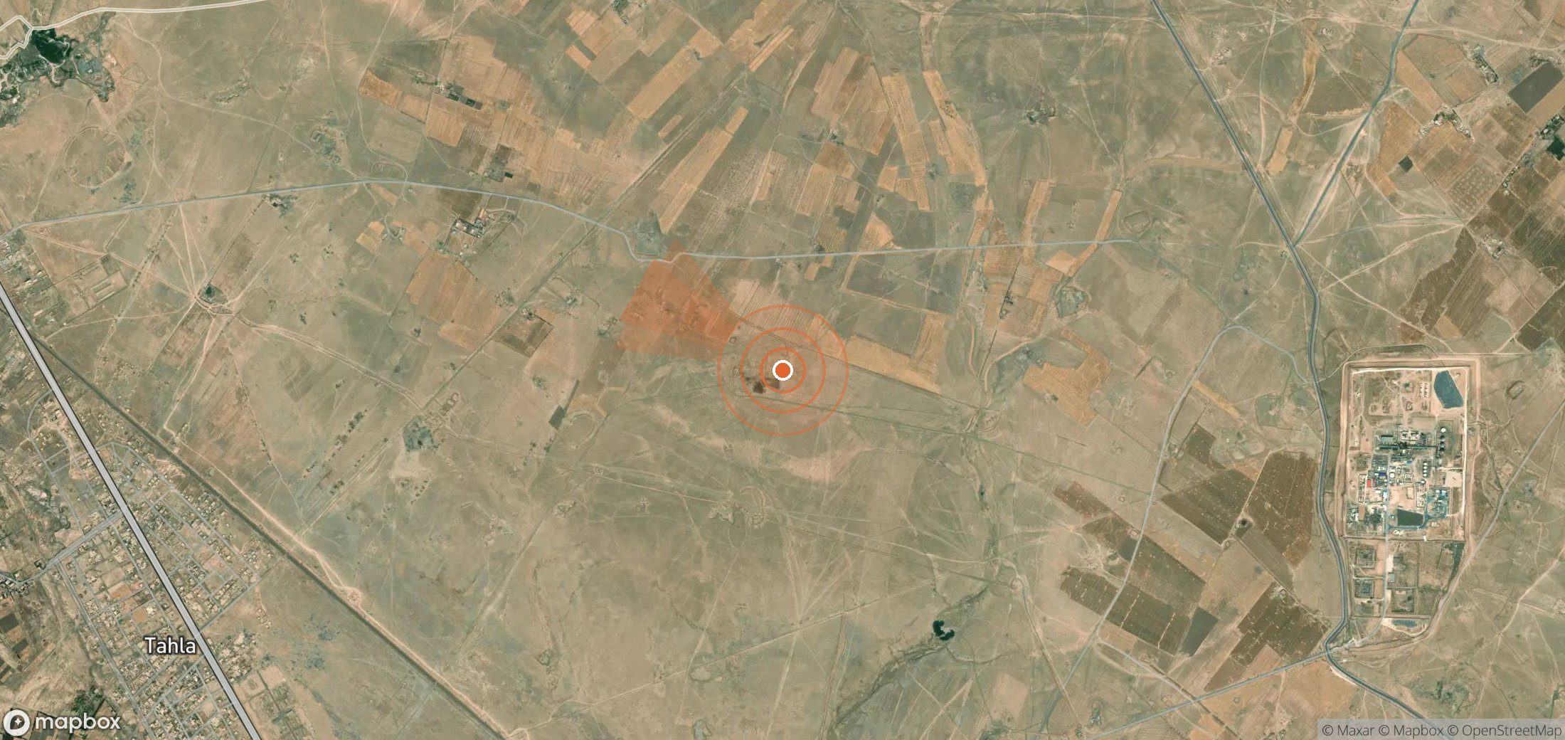 Satellite map of methane plume locations in Syria