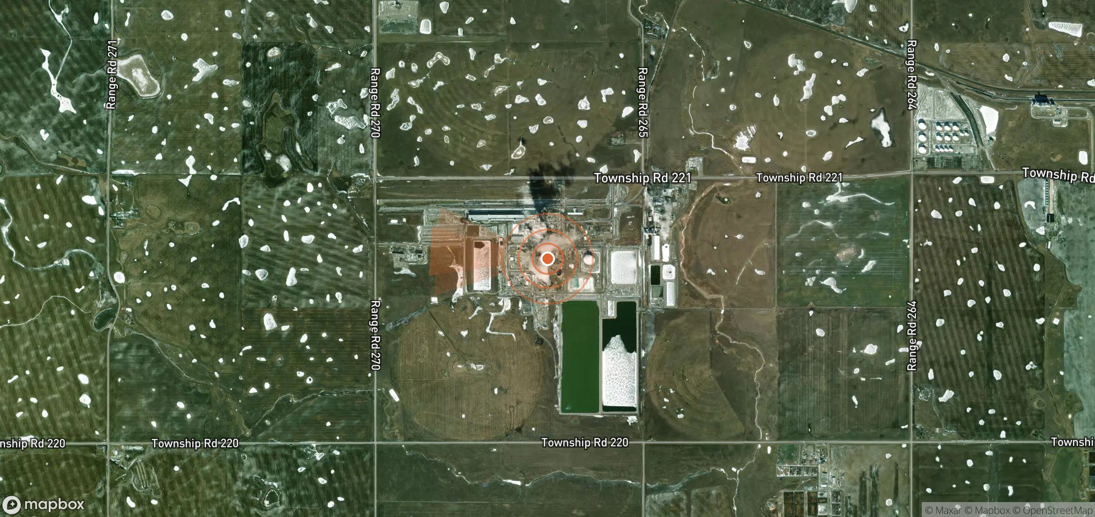 Mapa satelital de plumas de metano en Canadá