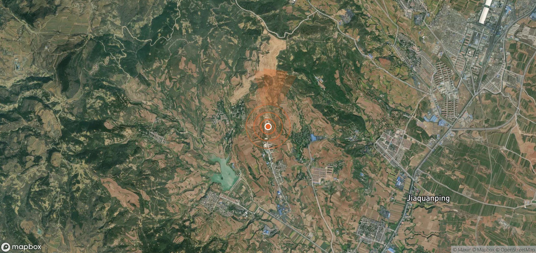 Satellite map of methane plume locations in China