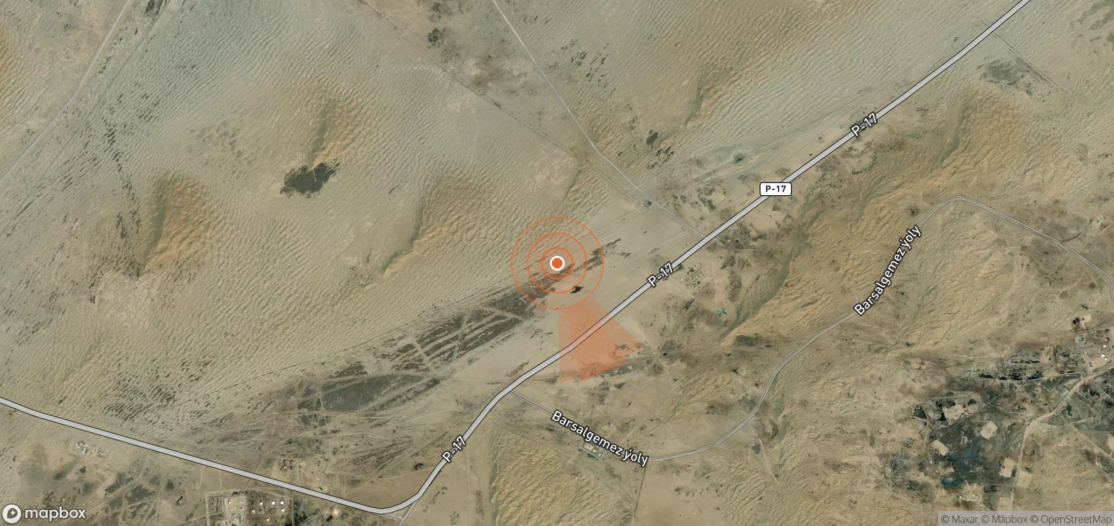 Mapa satelital de plumas de metano en Turkmenistán