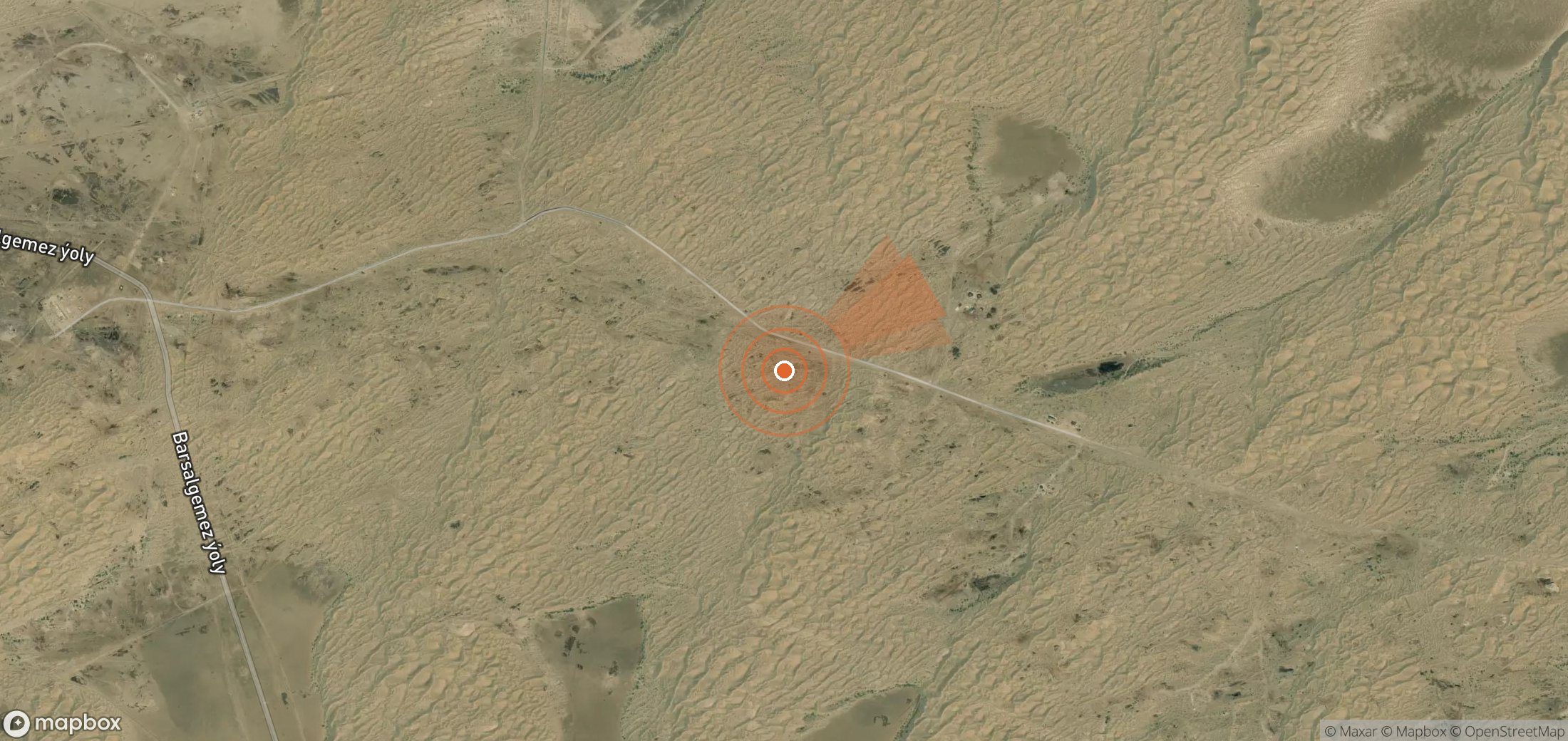 Mapa satelital de plumas de metano en Turkmenistán