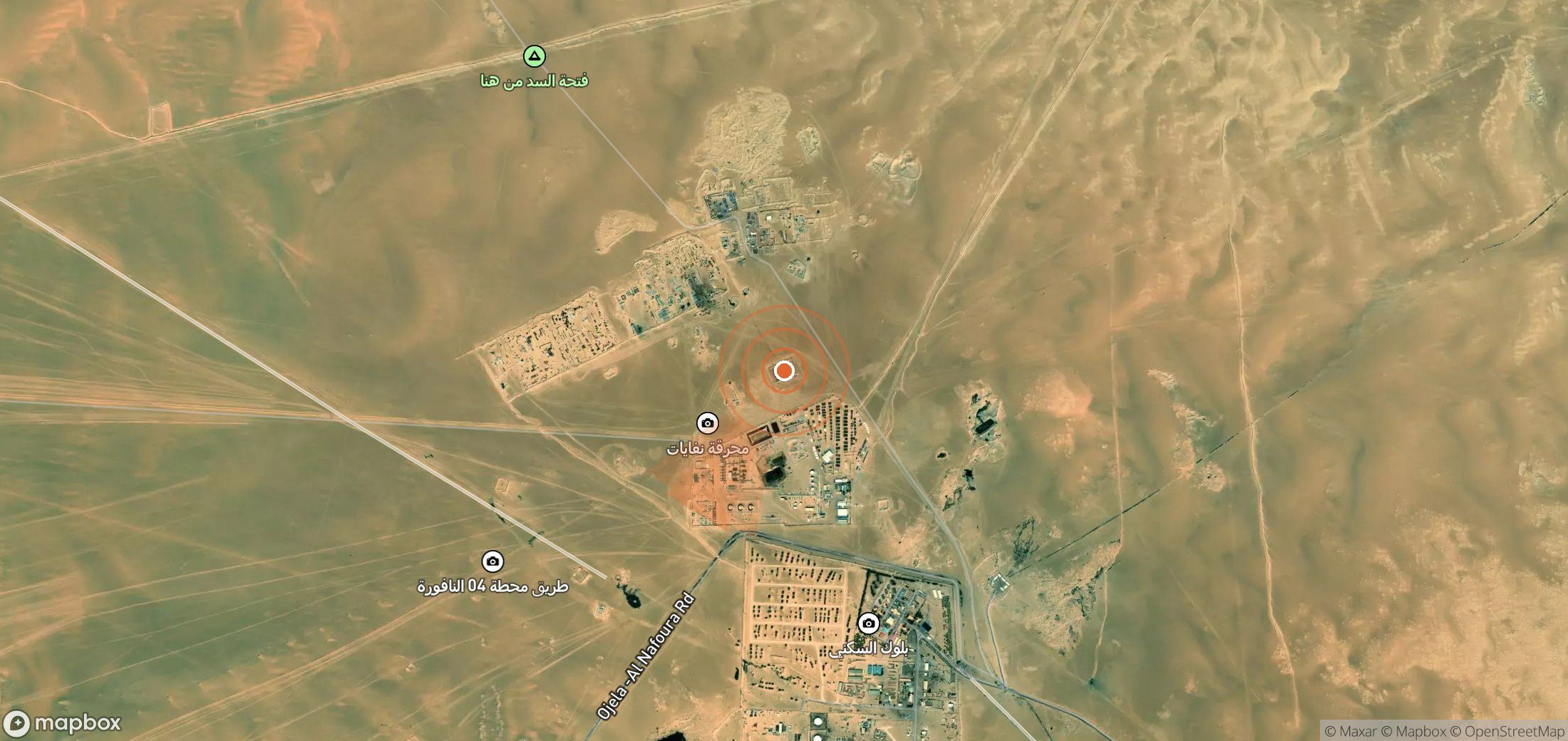 Satellite map of methane plume locations in Libya