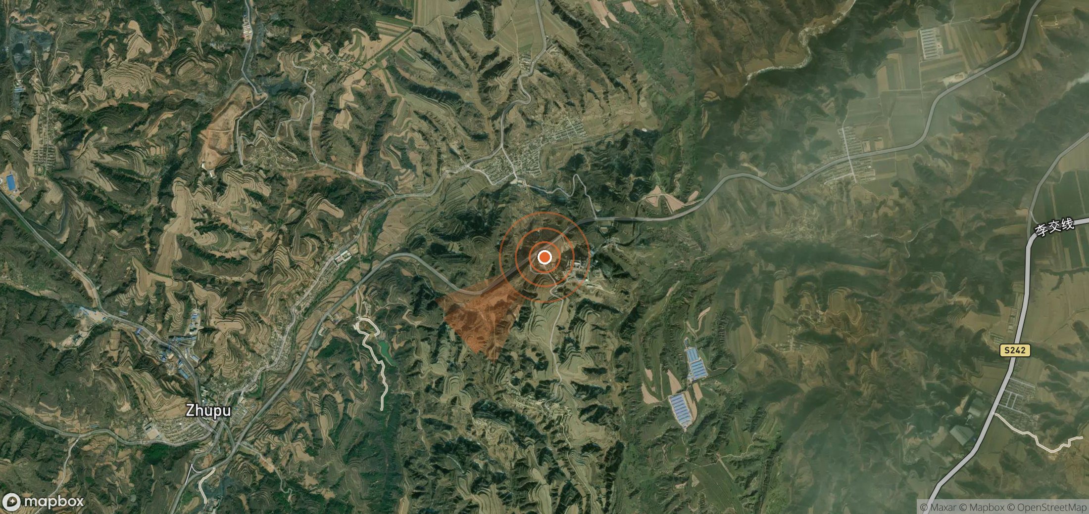 Mapa satelital de plumas de metano en China