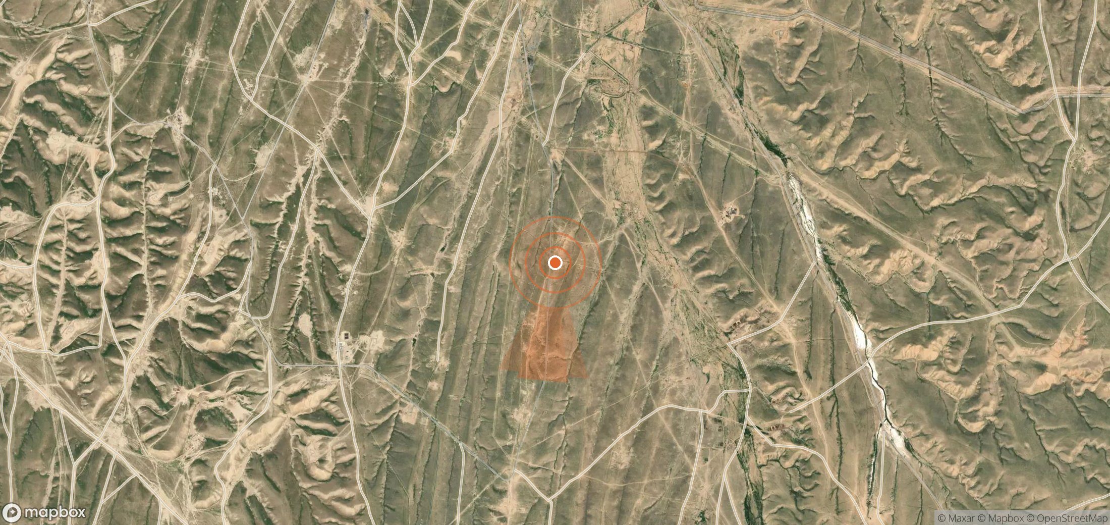 Satellite map of methane plume locations in Uzbekistan