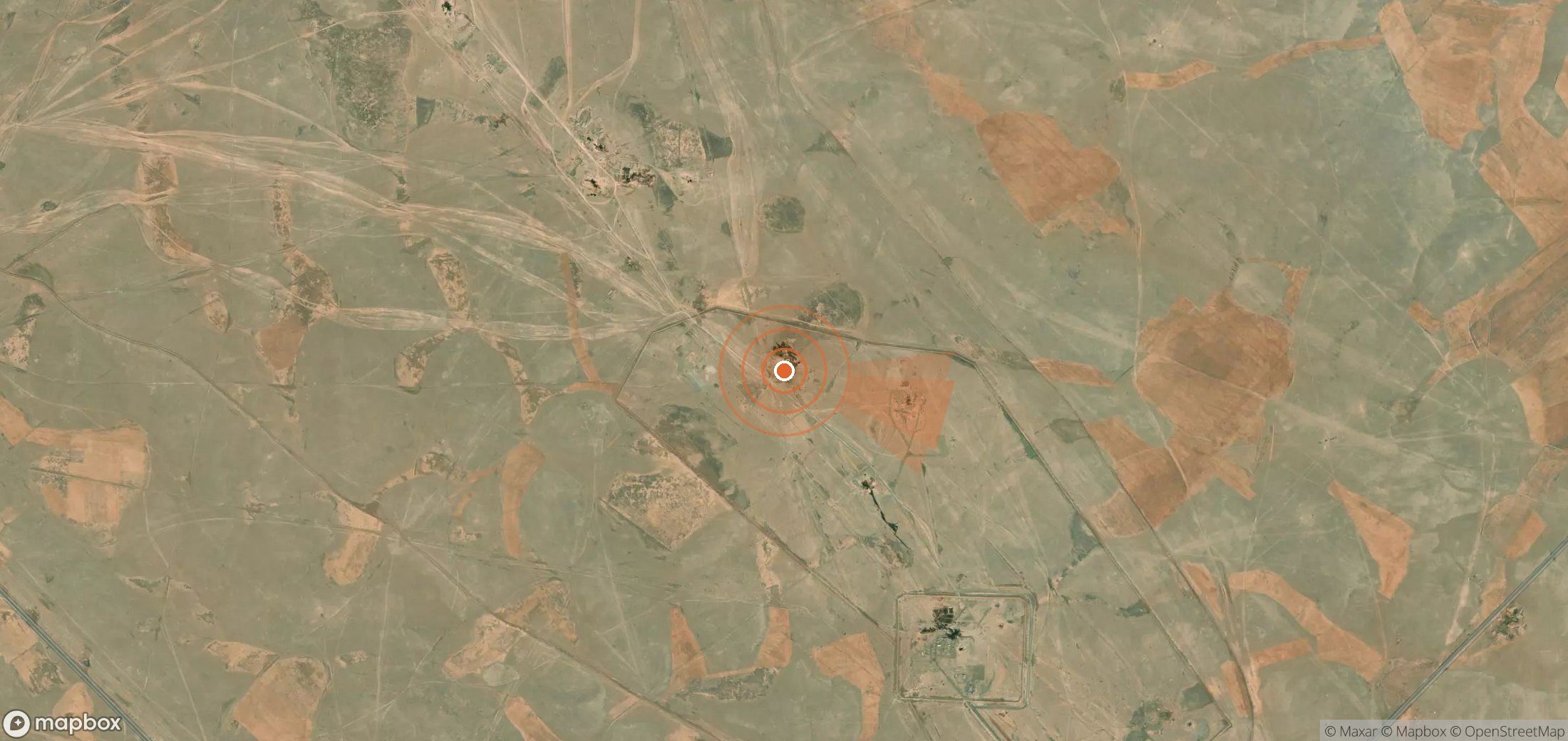 Mapa satelital de plumas de metano en Siria