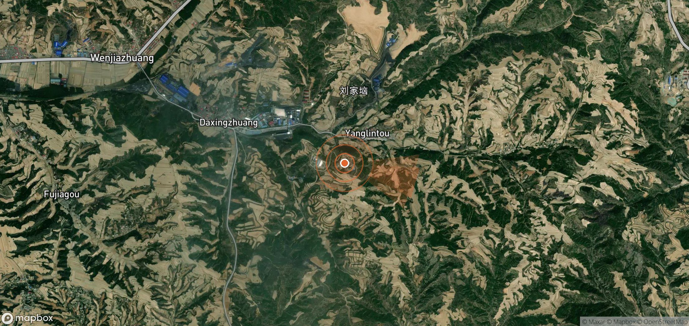 Satellite map of methane plume locations in China