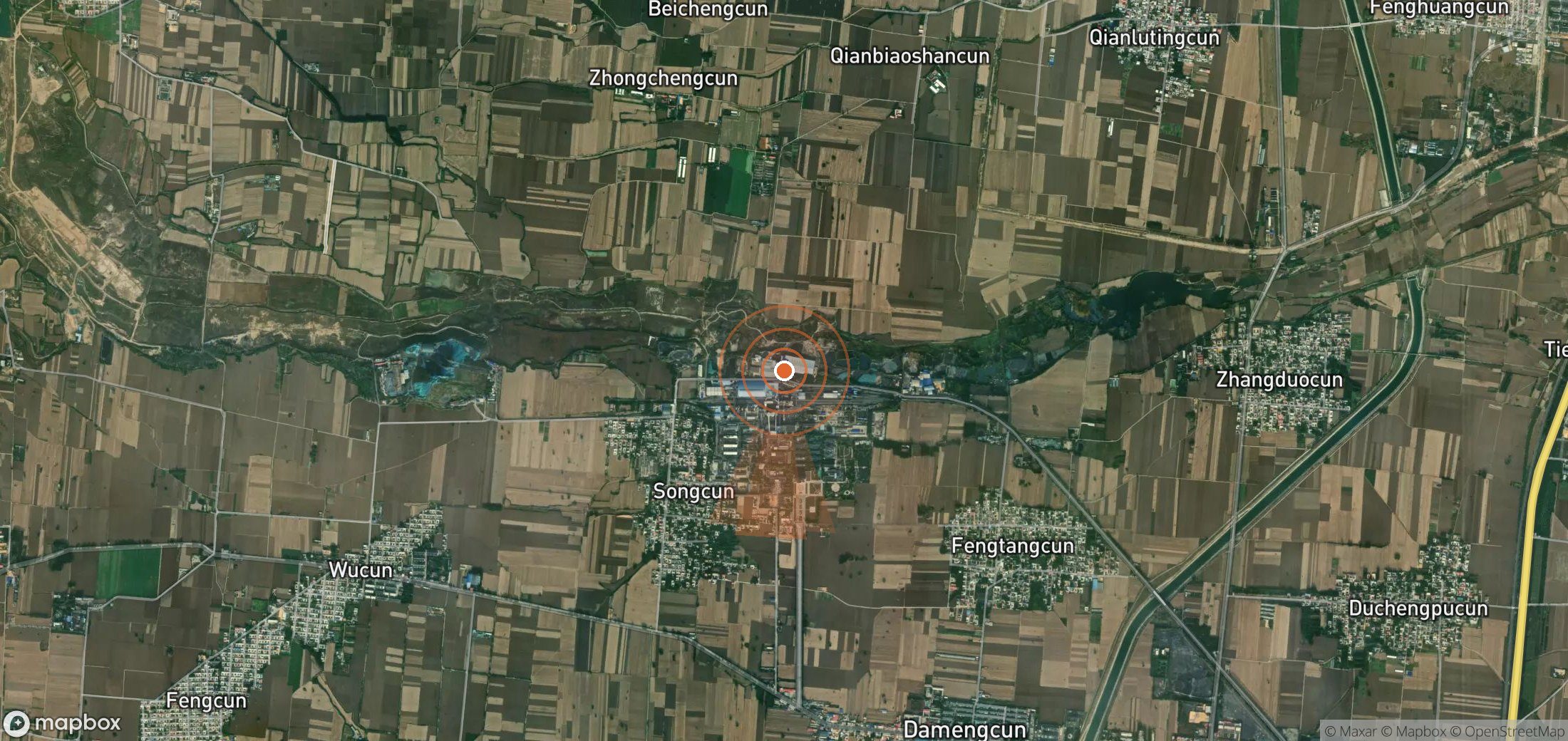 Satellite map of methane plume locations in China