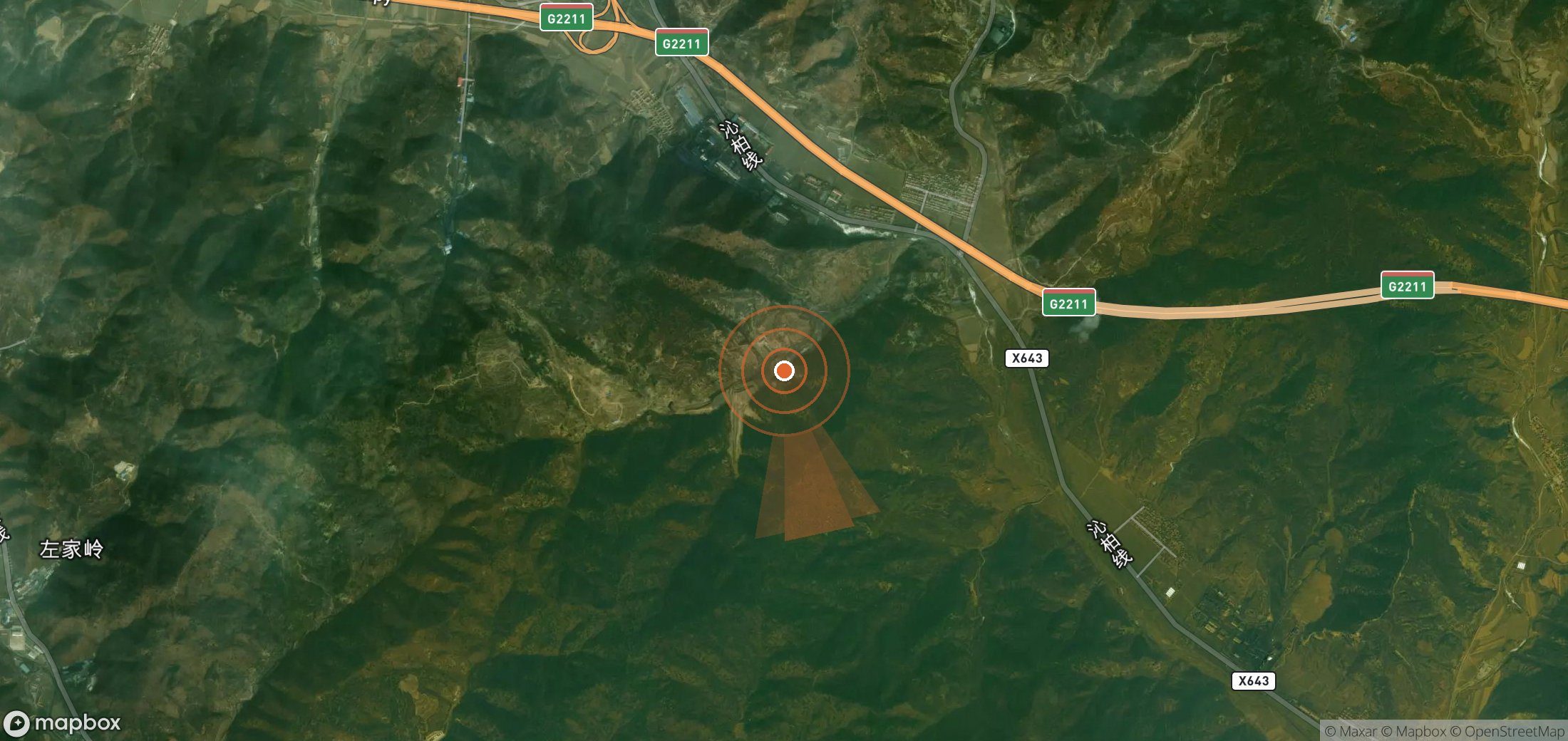 Satellite map of methane plume locations in China