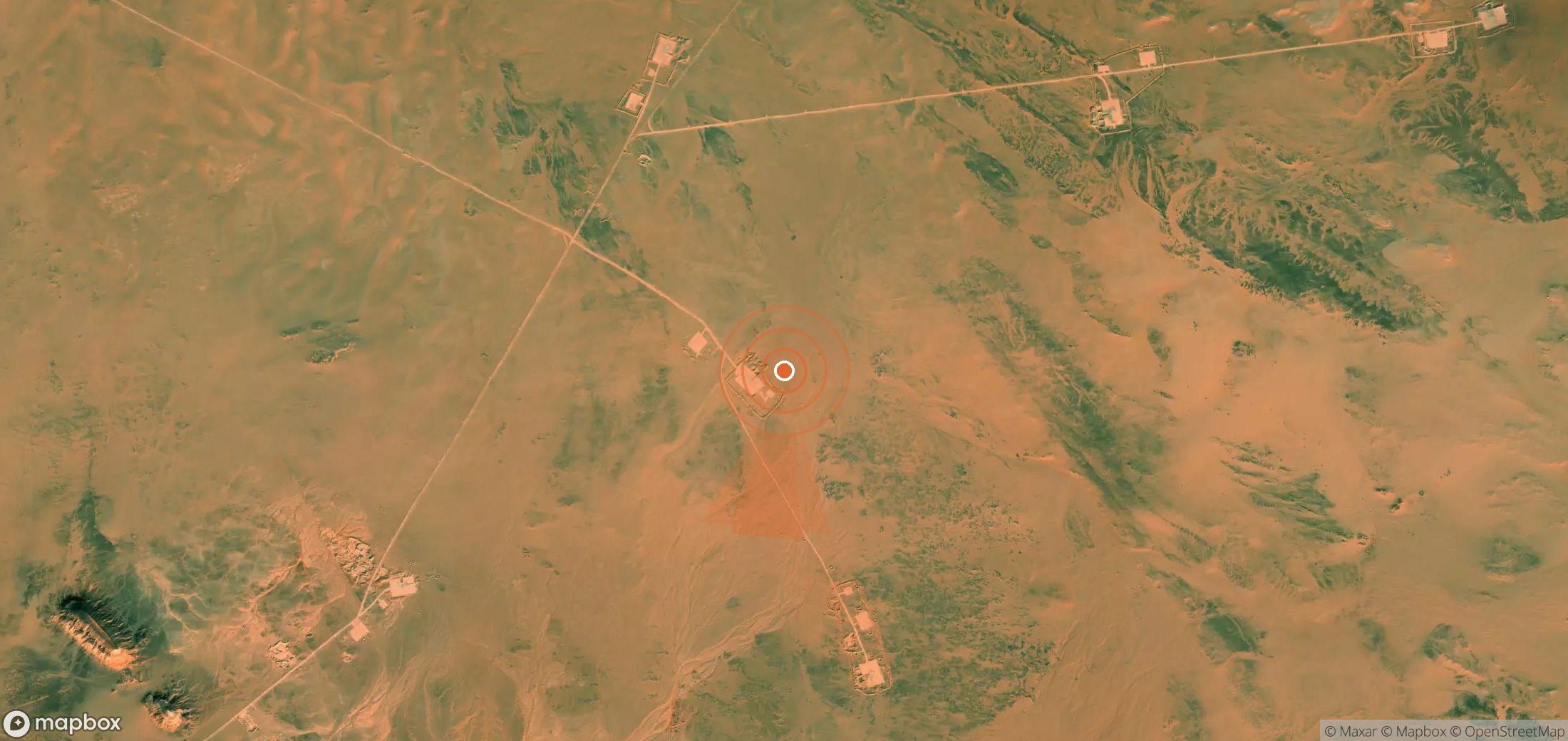 Satellite map of methane plume locations in Algeria