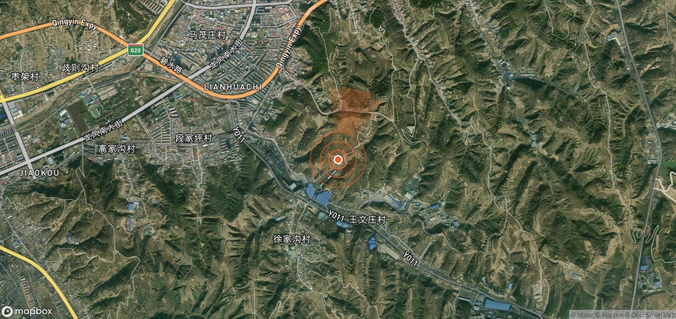 Satellite map of methane plume locations in China