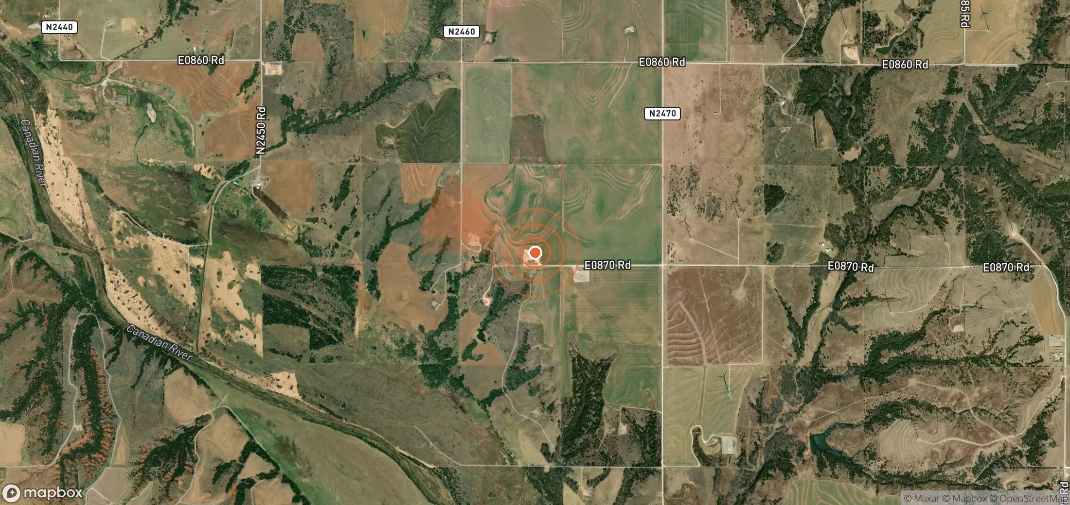 Satellite map of methane plume locations in United States