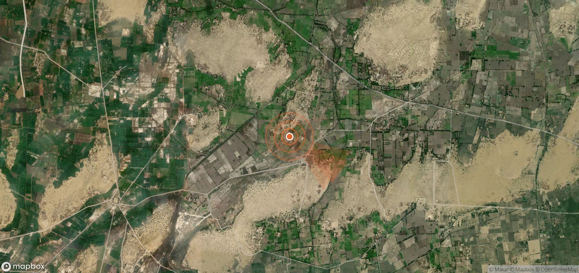 Mapa satelital de plumas de metano en Pakistán