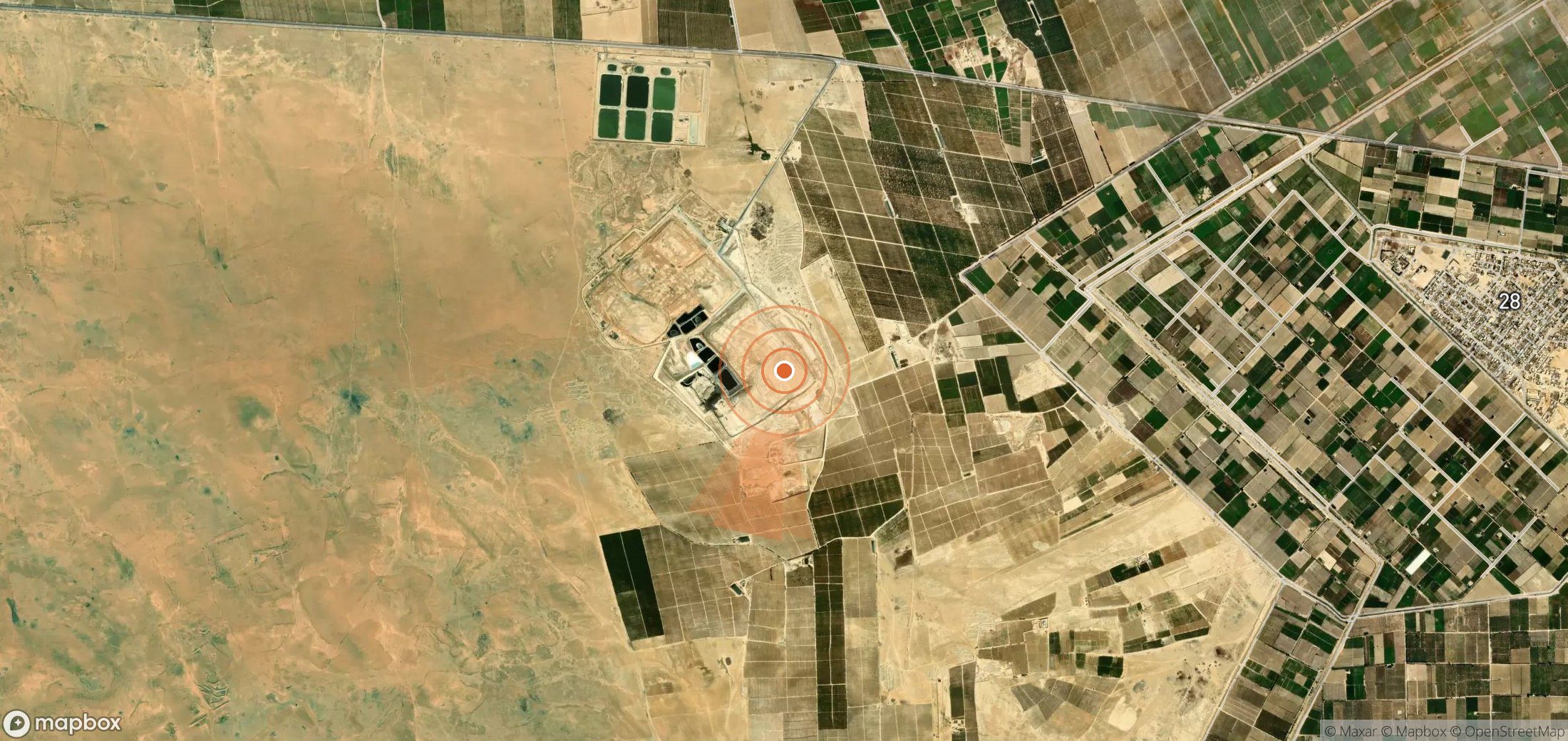 Mapa satelital de plumas de metano en Egipto