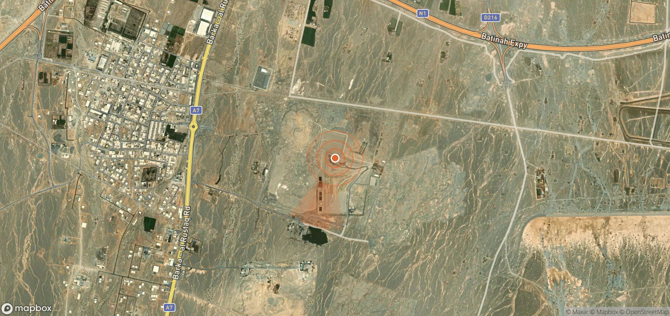 Satellite map of methane plume locations in Oman