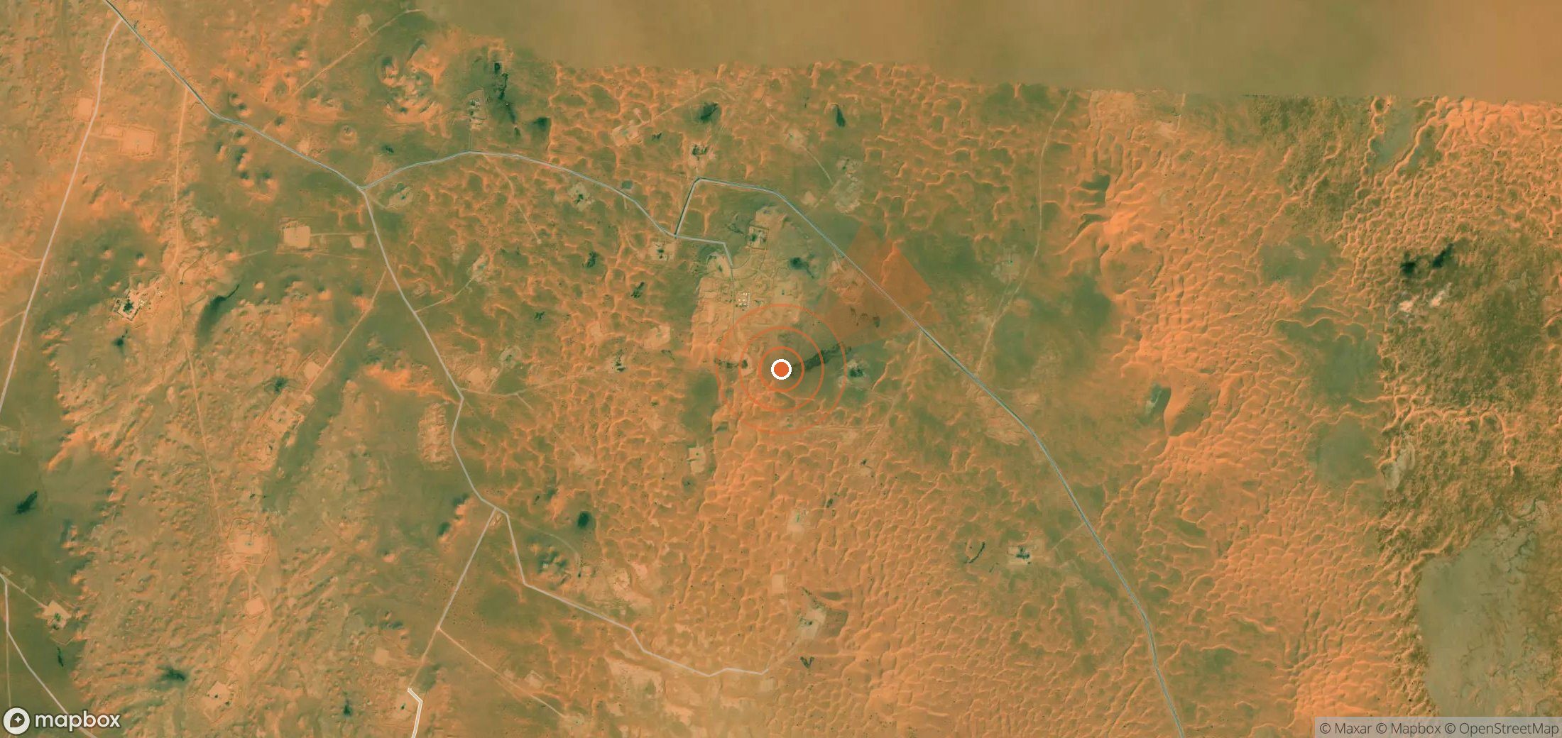 Satellite map of methane plume locations in Algeria