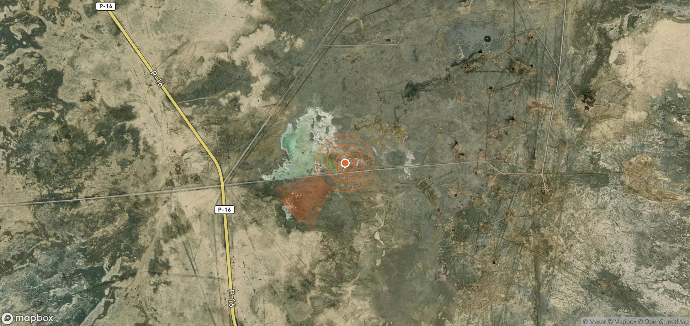 Satellite map of methane plume locations in Turkmenistan