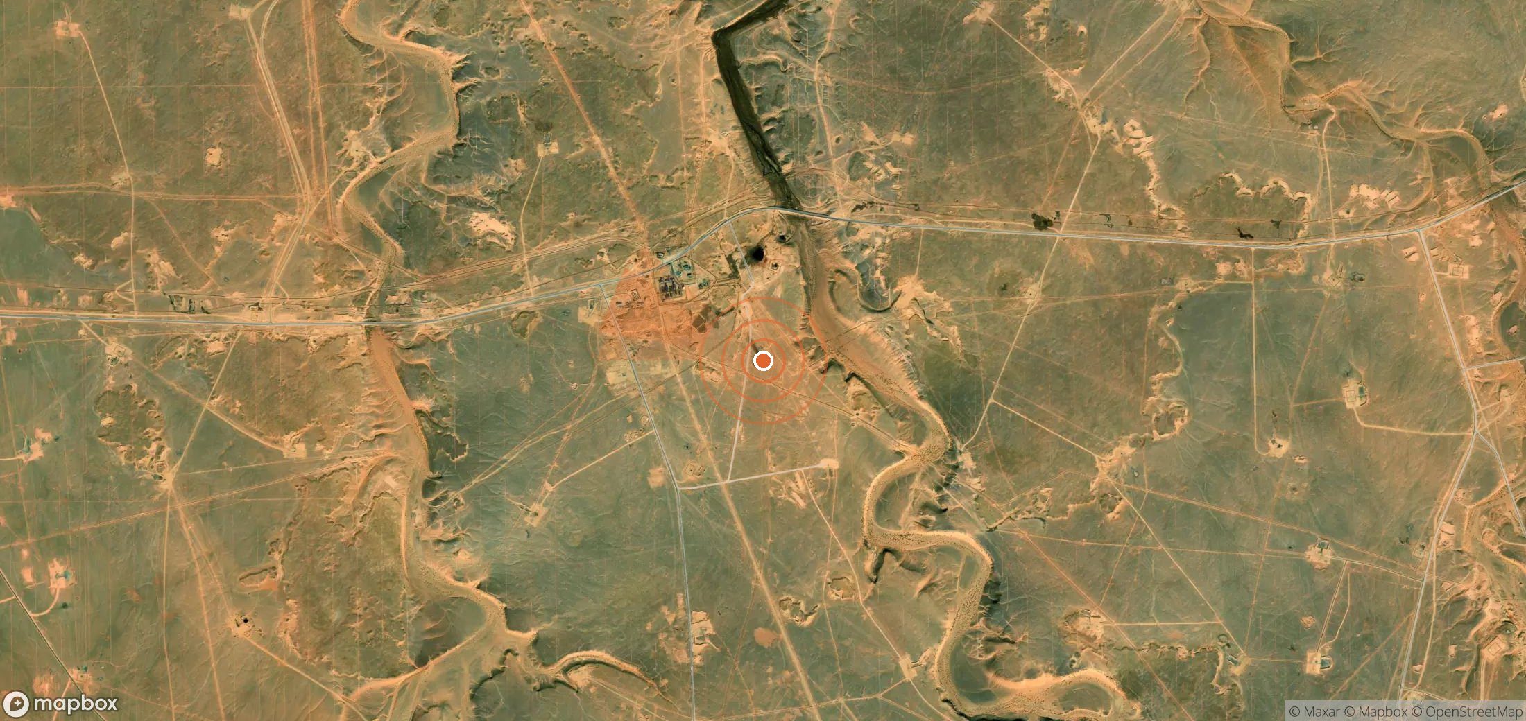 Mapa satelital de plumas de metano en Argelia