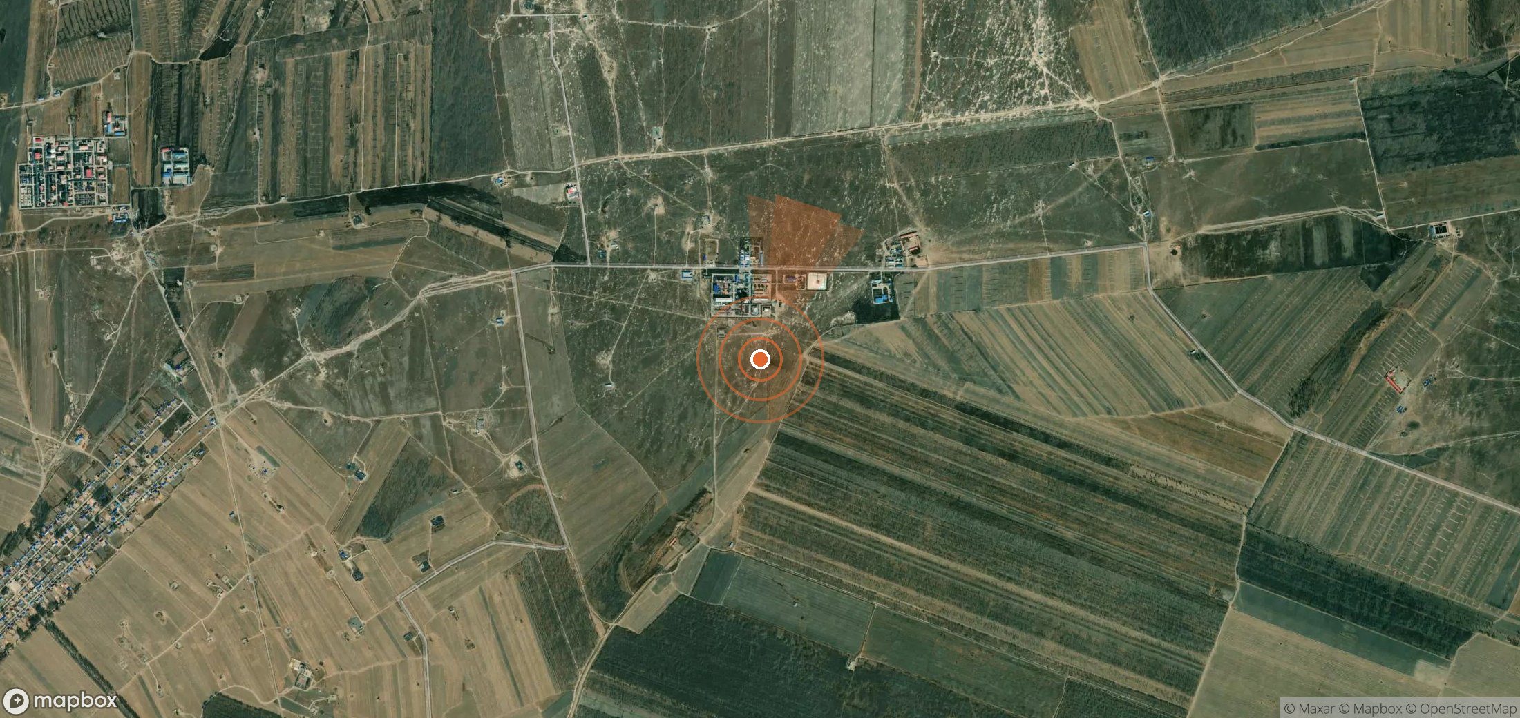 Satellite map of methane plume locations in China