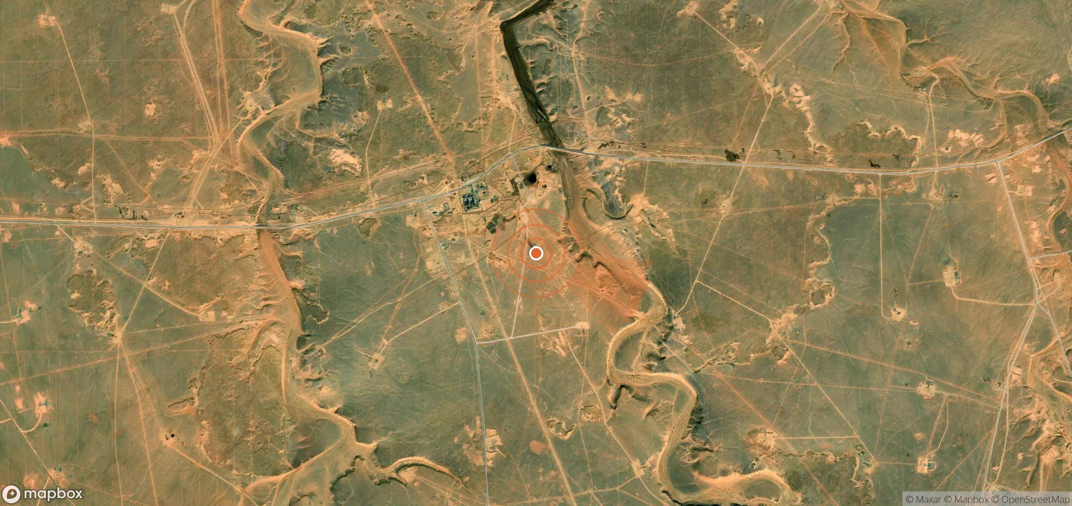 Mapa satelital de plumas de metano en Argelia