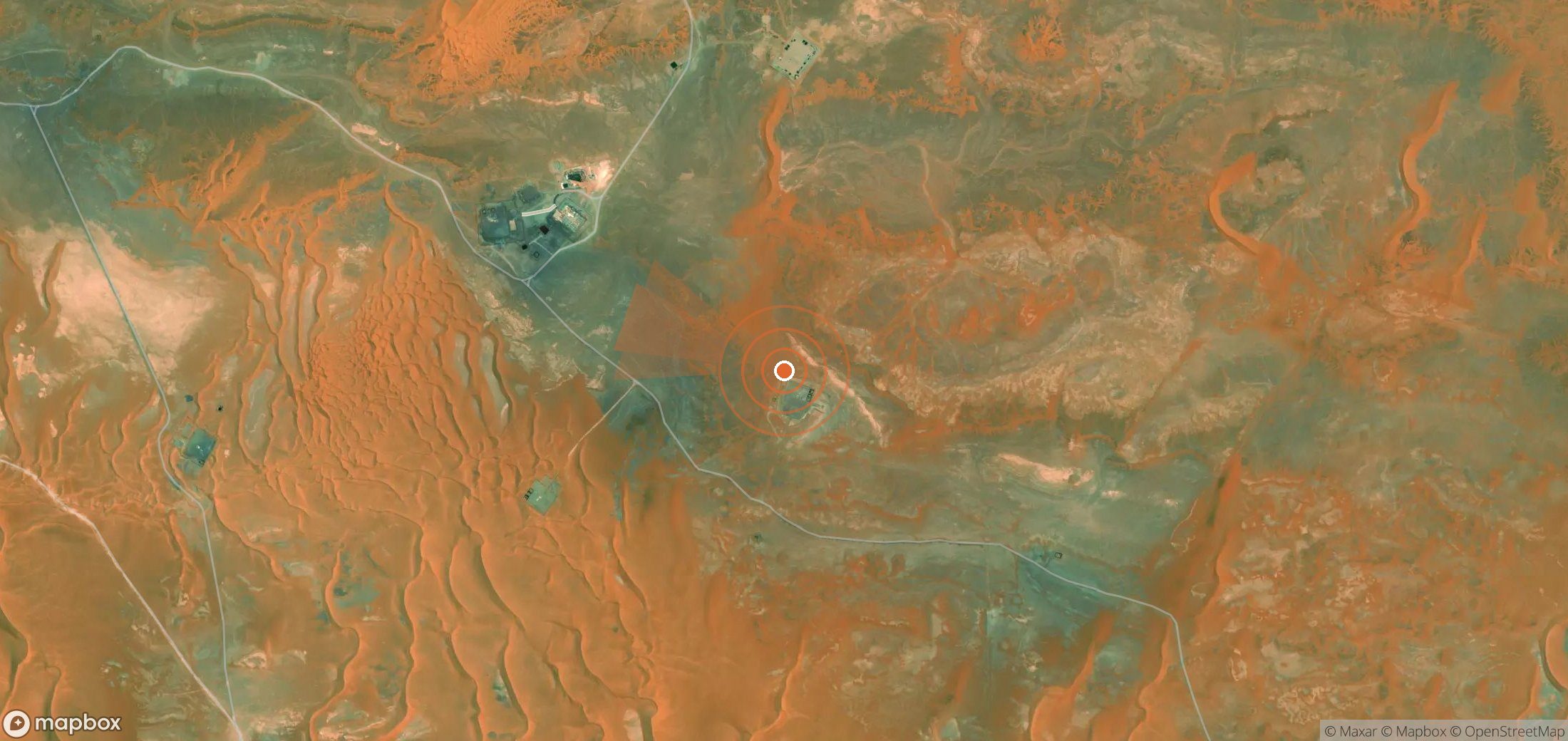 Satellite map of methane plume locations in Algeria