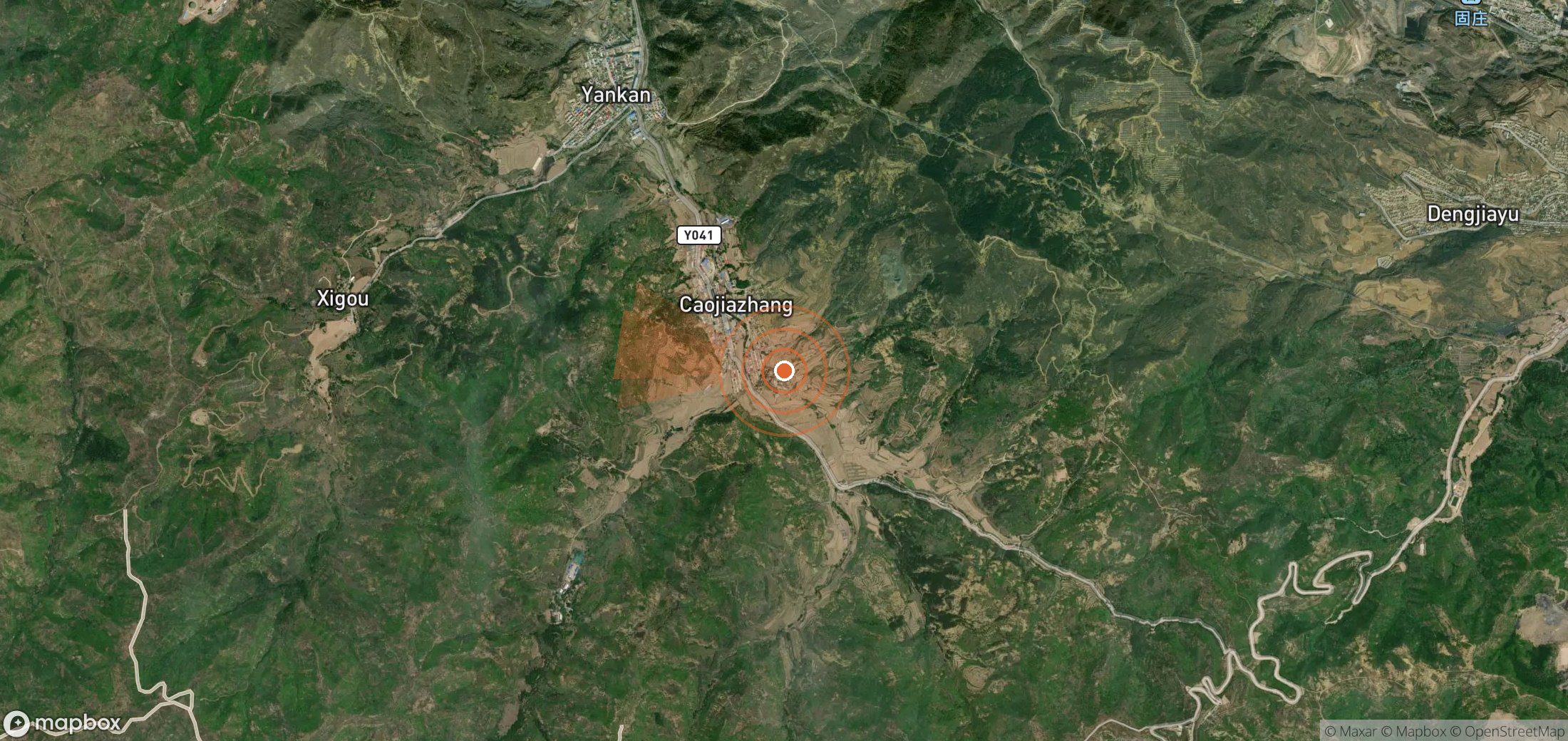 Satellite map of methane plume locations in China
