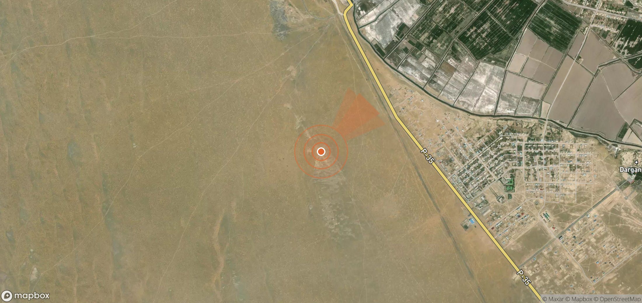 Mapa satelital de plumas de metano en Turkmenistán