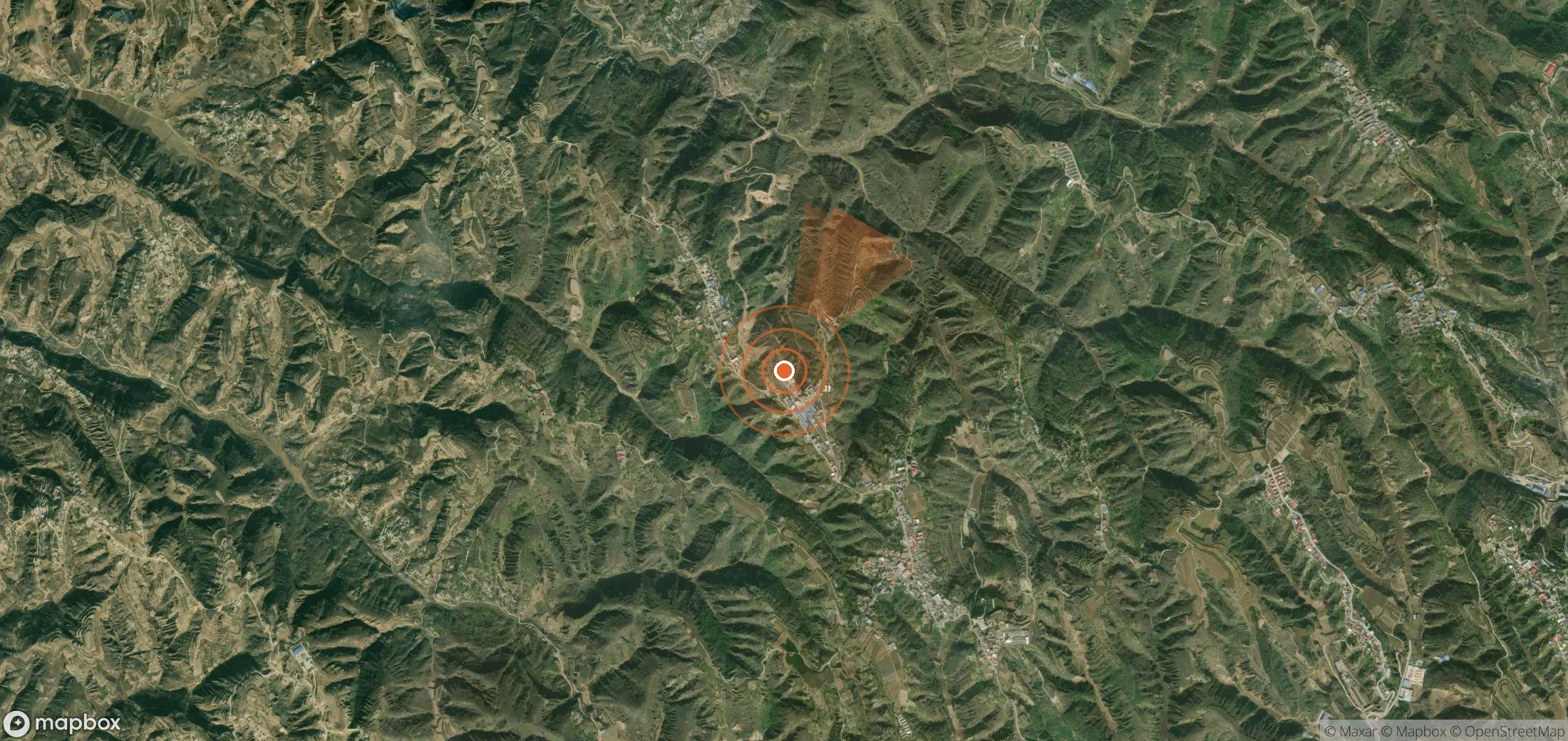 Mapa satelital de plumas de metano en China
