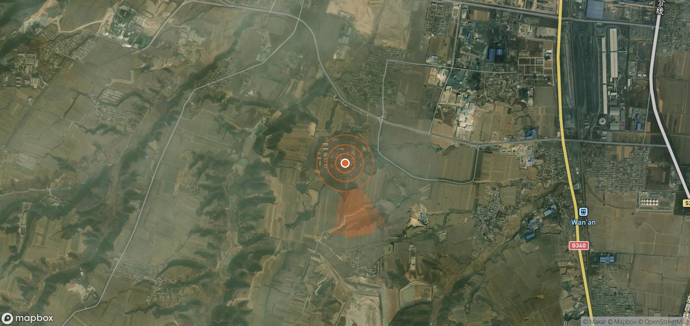 Satellite map of methane plume locations in China