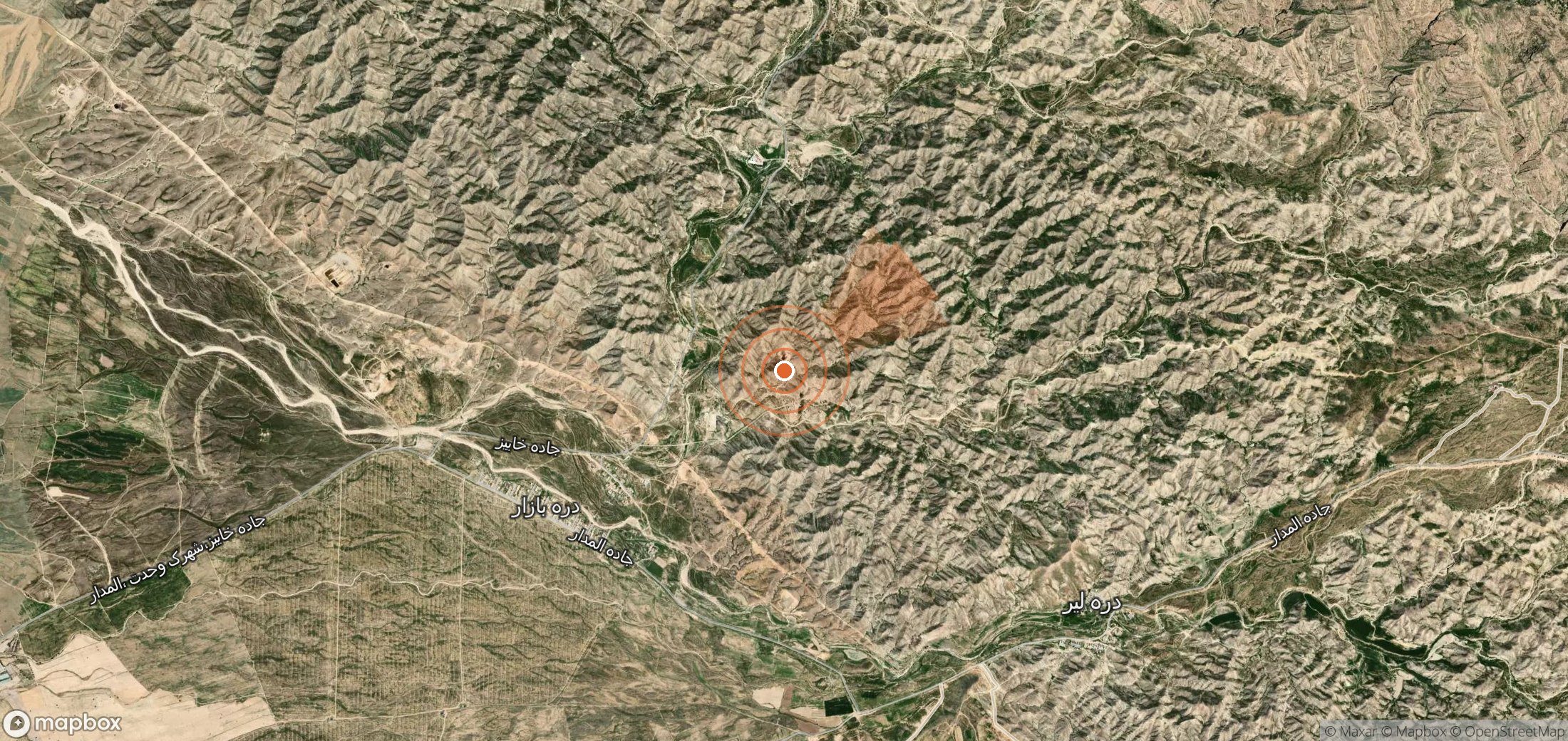 Satellite map of methane plume locations in Iran