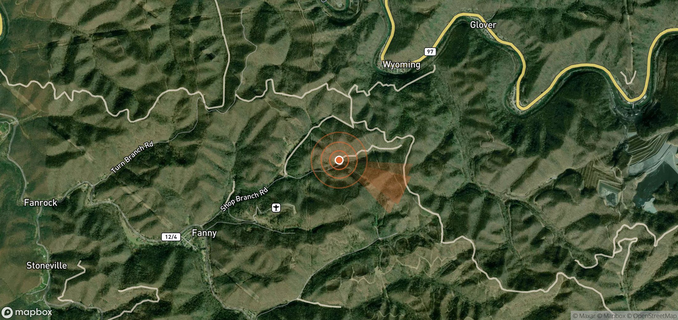 Satellite map of methane plume locations in United States