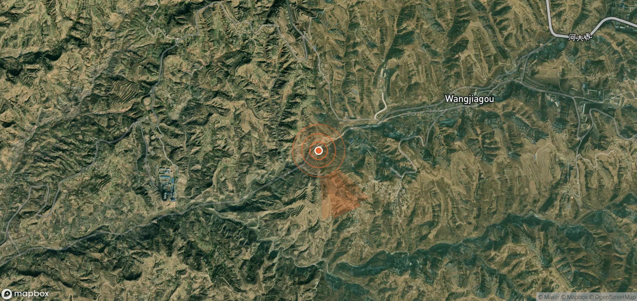 Mapa satelital de plumas de metano en China