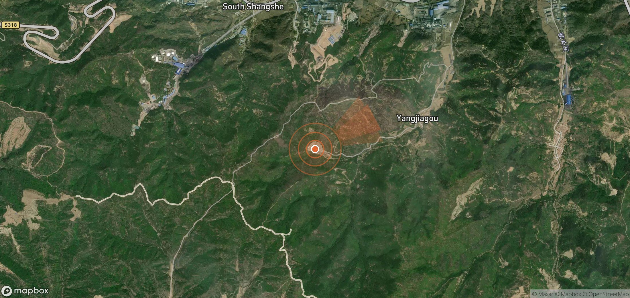 Satellite map of methane plume locations in China