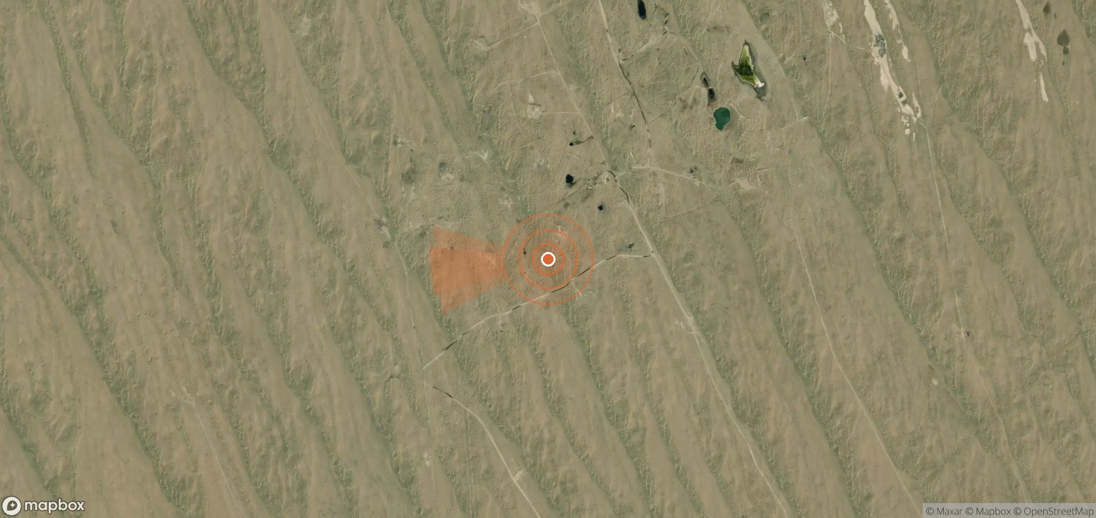 Satellite map of methane plume locations in Turkmenistan