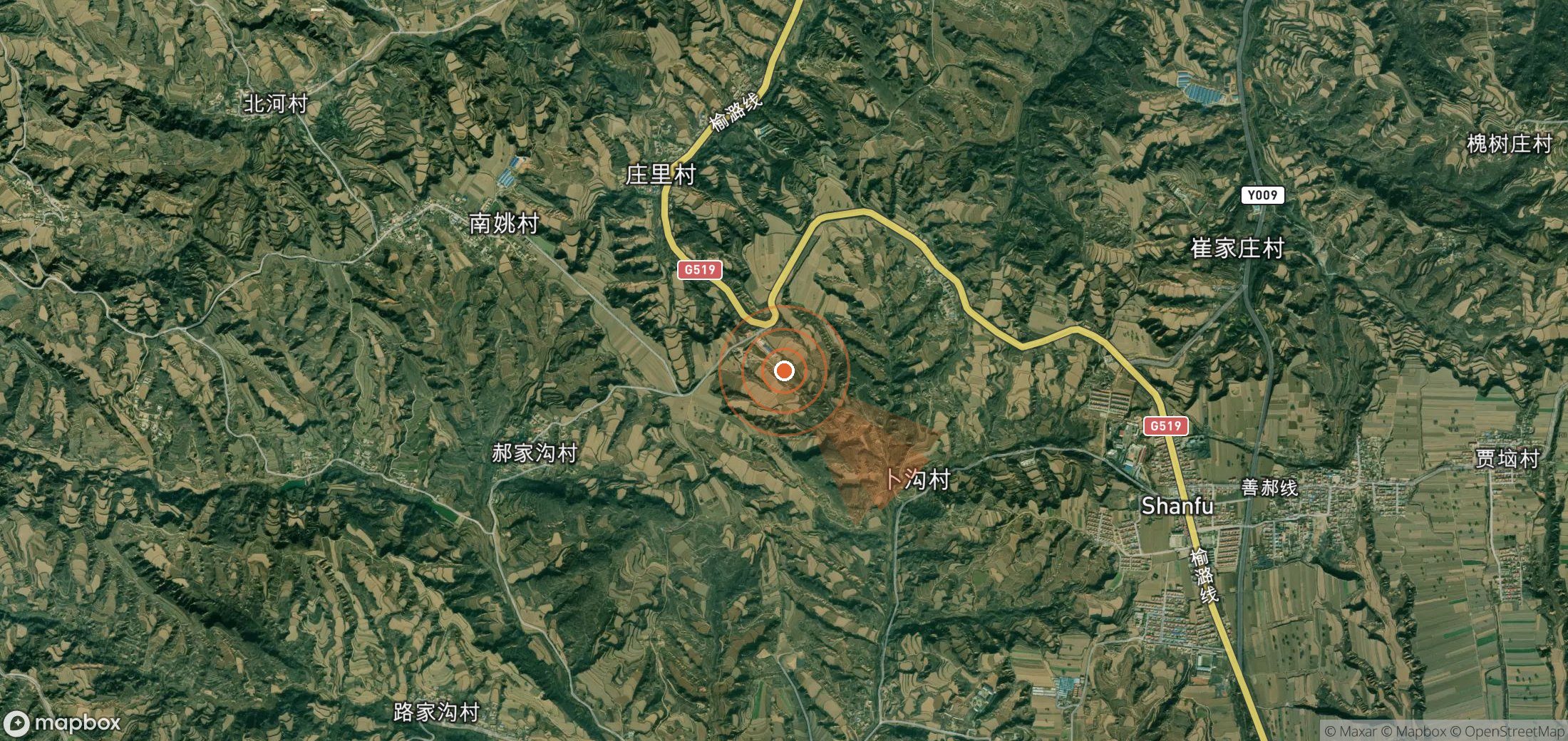 Satellite map of methane plume locations in China