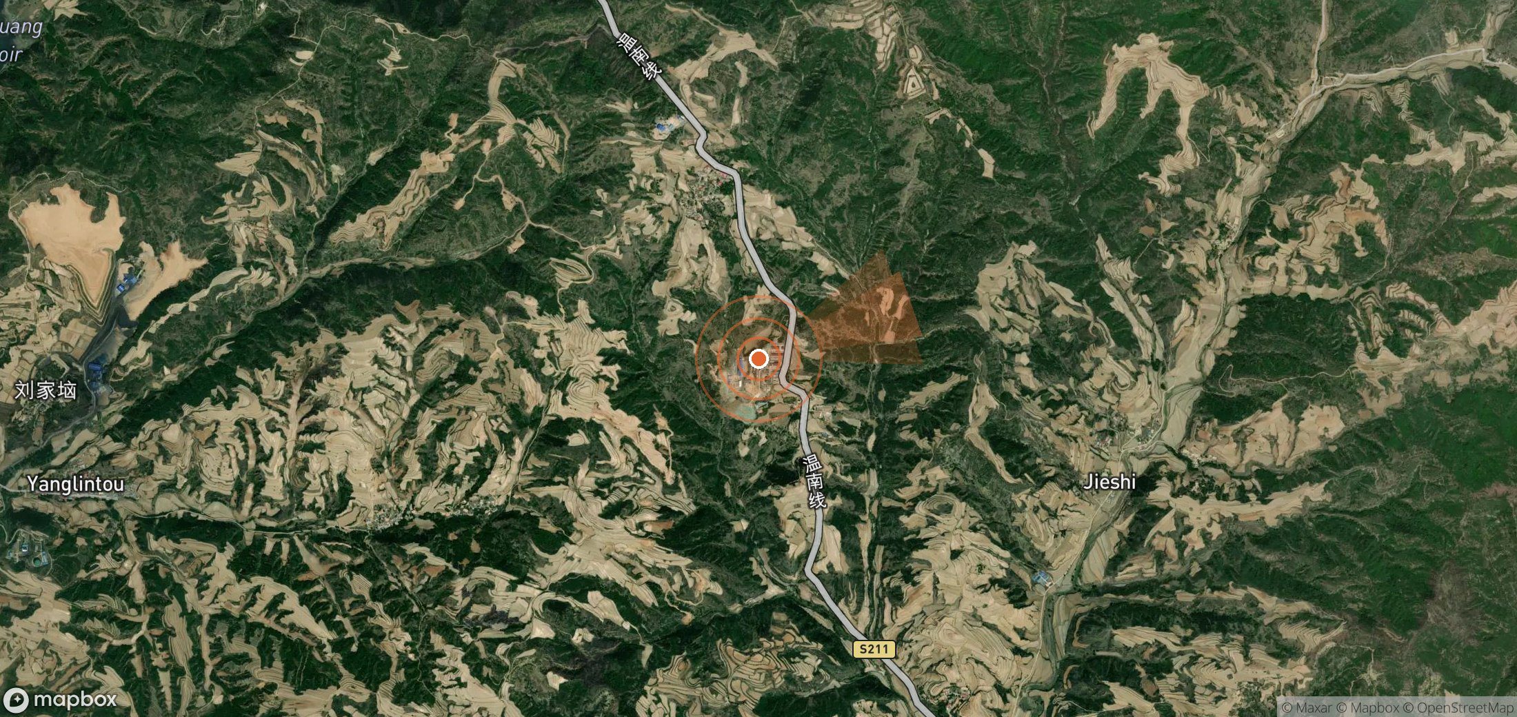 Mapa satelital de plumas de metano en China