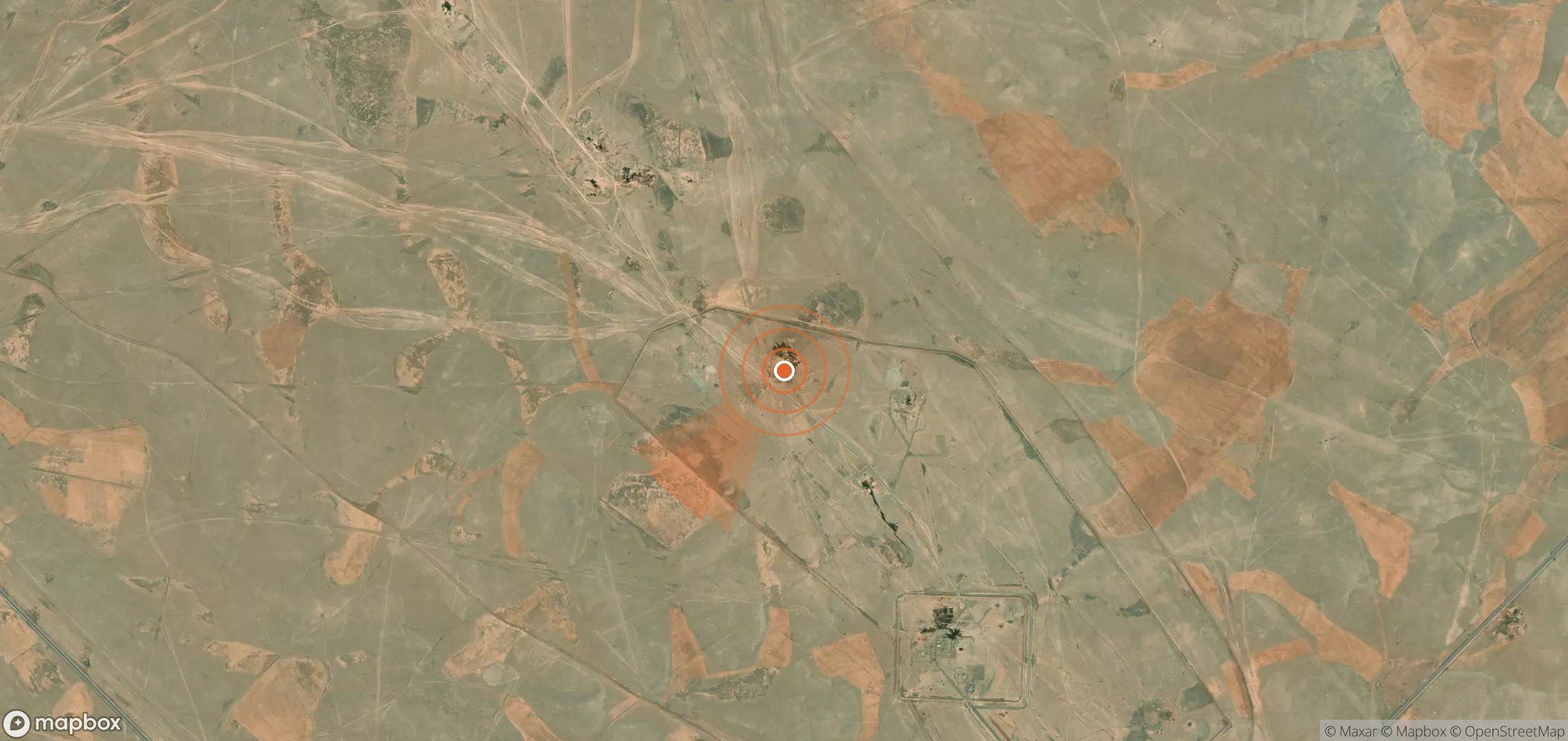 Mapa satelital de plumas de metano en Siria