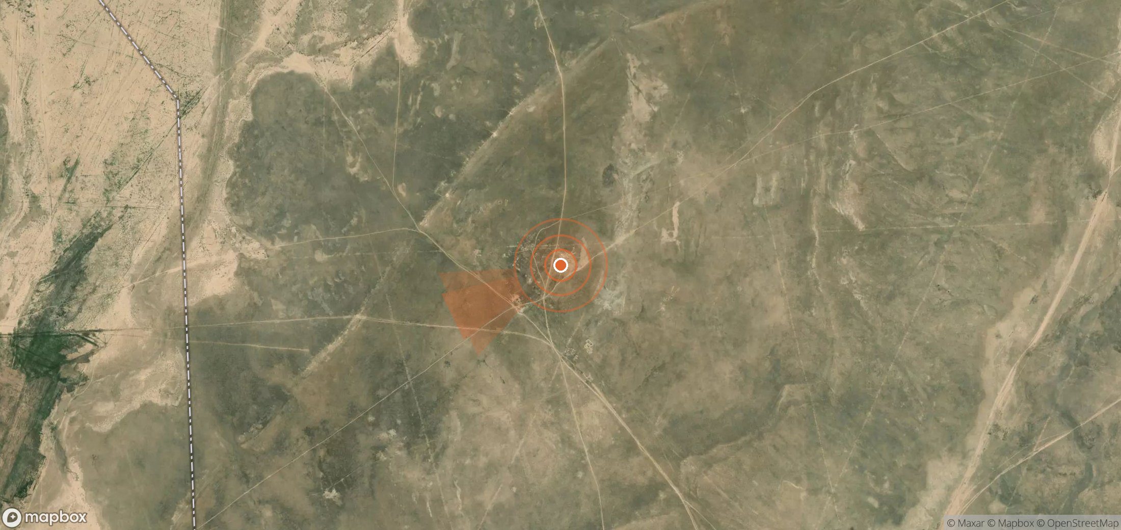Satellite map of methane plume locations in Uzbekistan