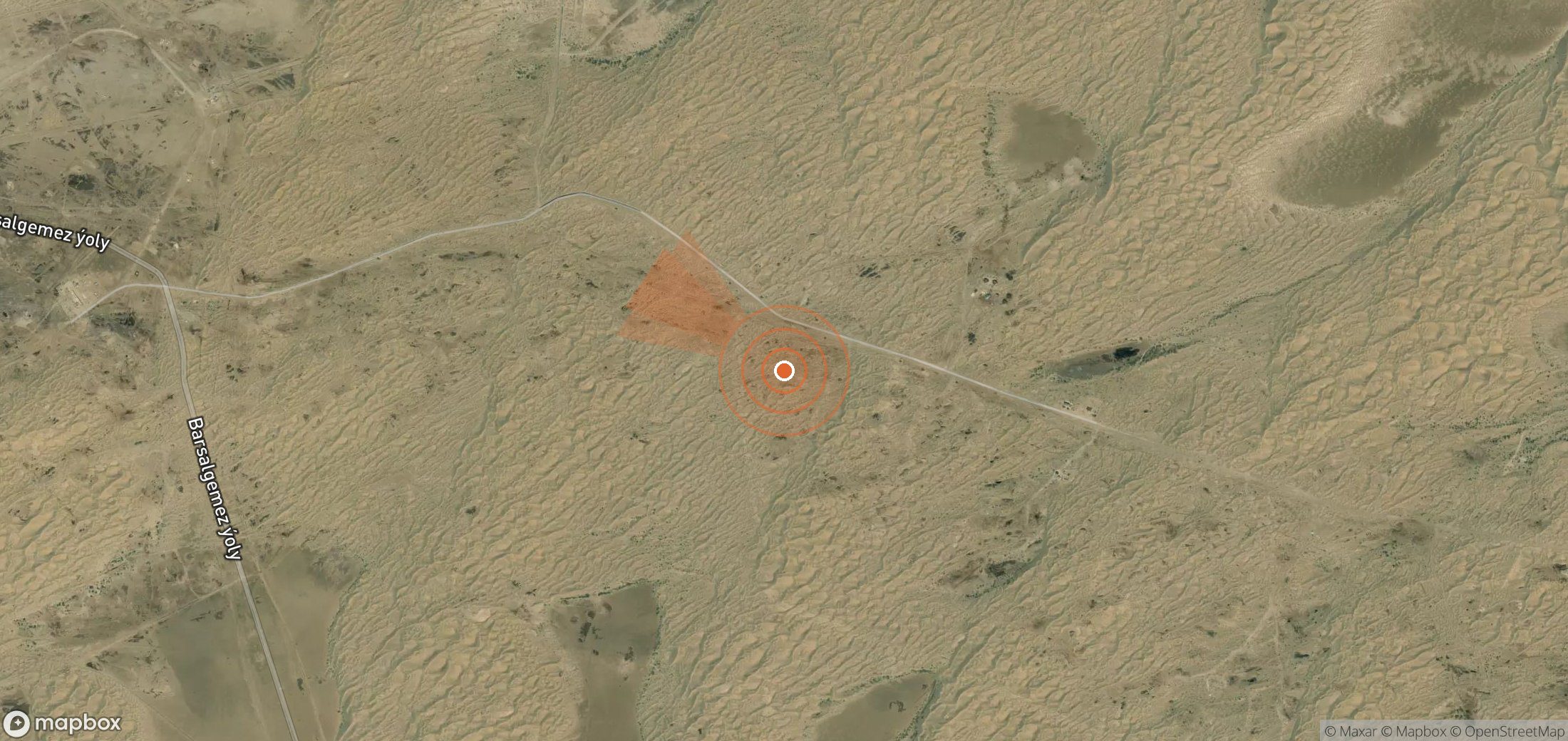 Mapa satelital de plumas de metano en Turkmenistán