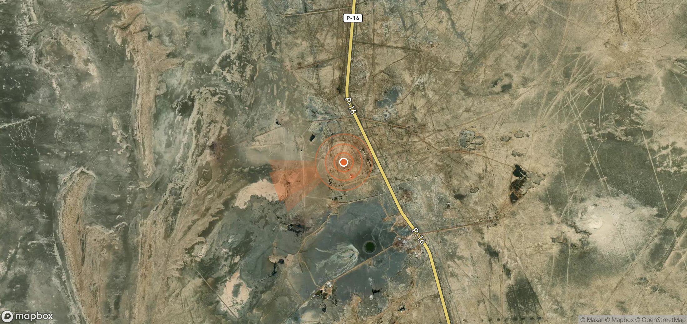 Satellite map of methane plume locations in Turkmenistan