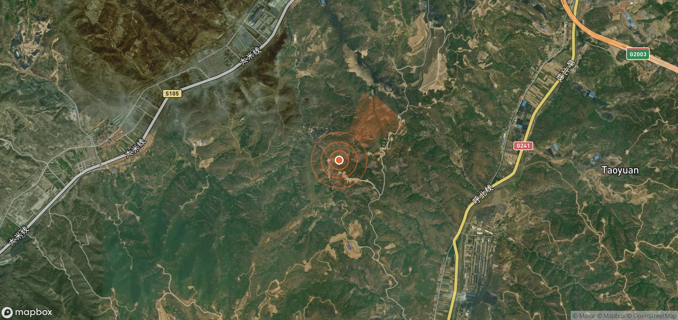 Satellite map of methane plume locations in China