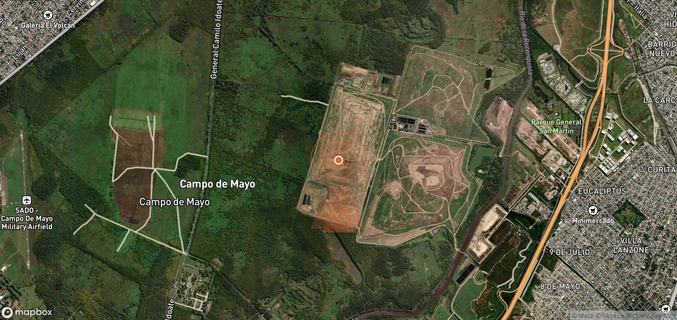 Satellite map of methane plume locations in Argentina