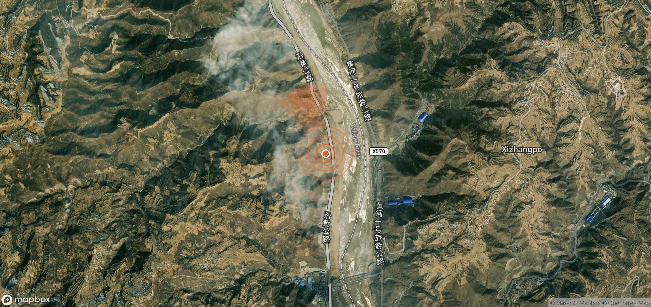 Satellite map of methane plume locations in China