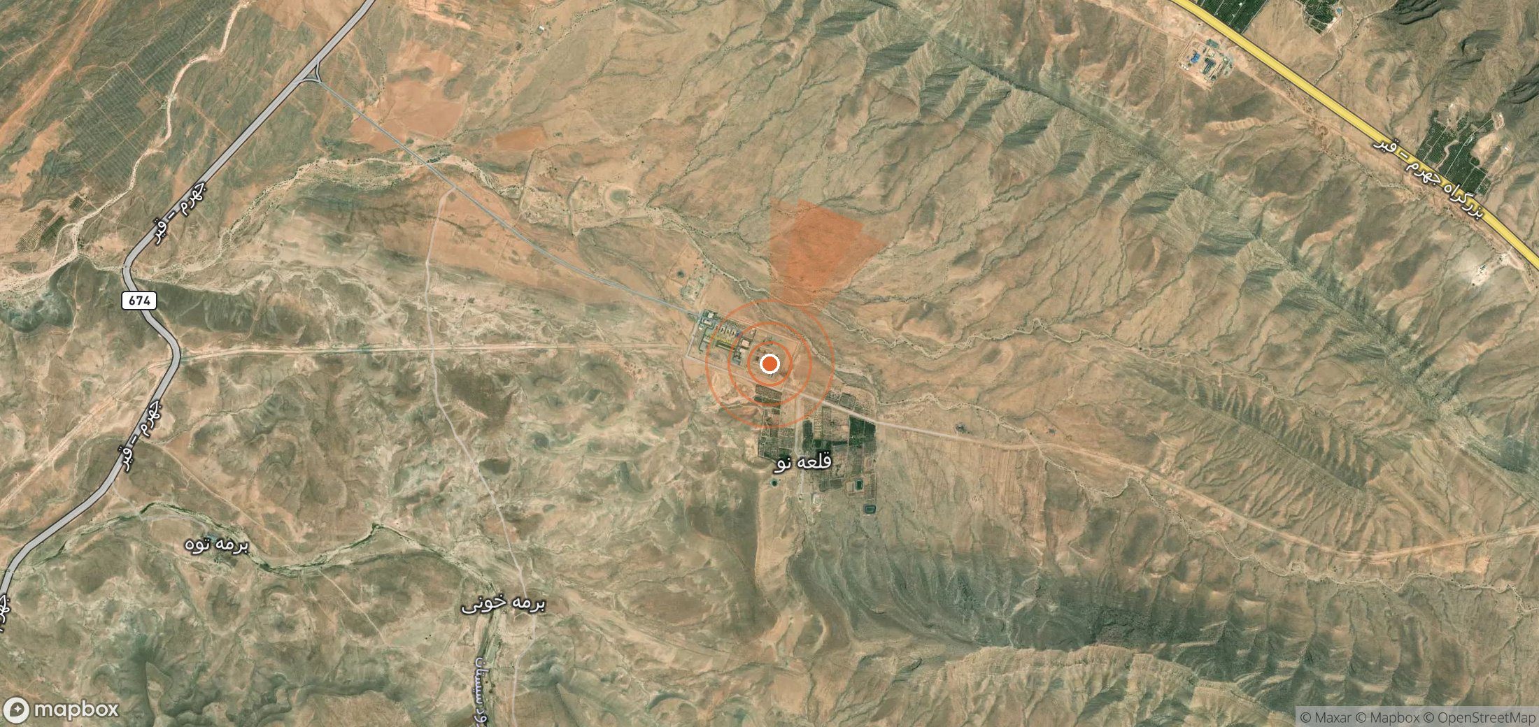 Satellite map of methane plume locations in Iran