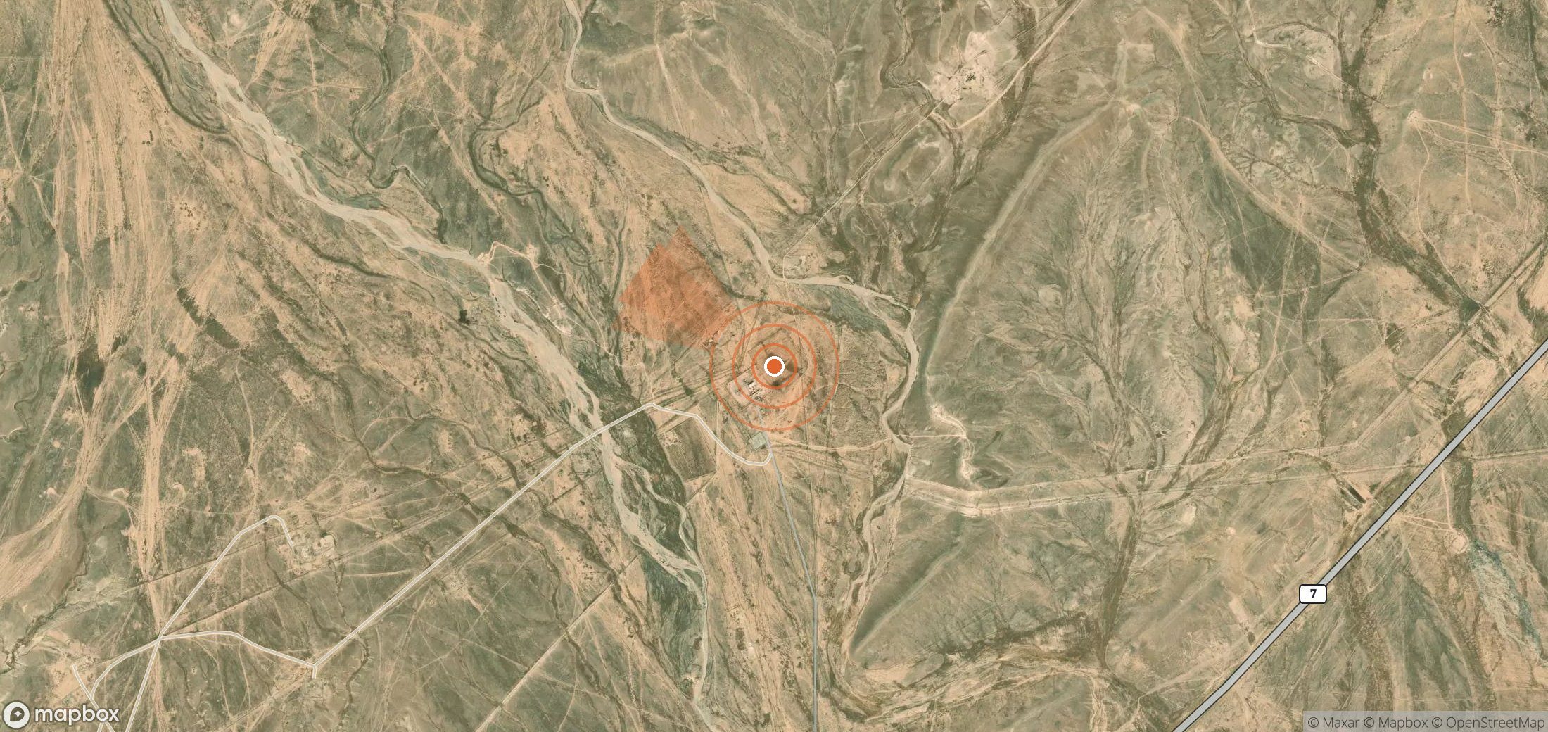 Satellite map of methane plume locations in Syria