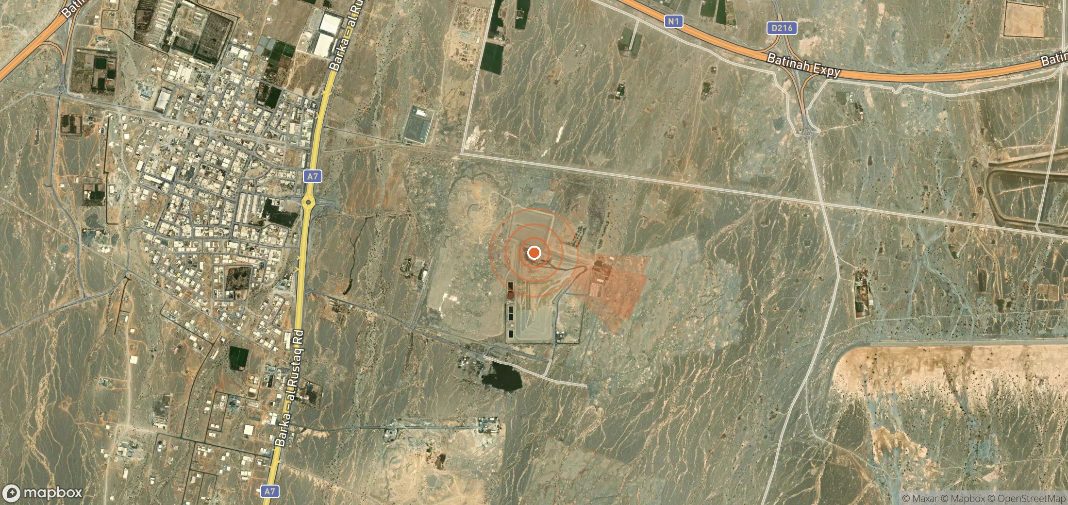 Mapa satelital de plumas de metano en Omán