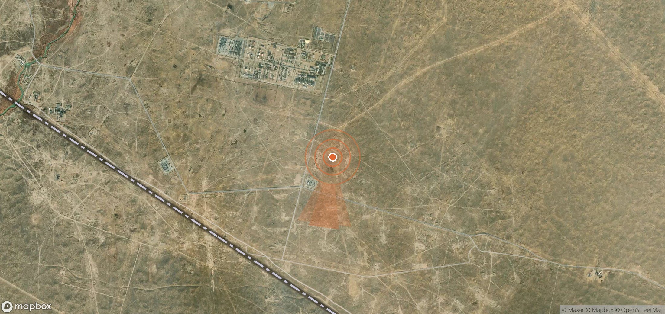 Satellite map of methane plume locations in Uzbekistan