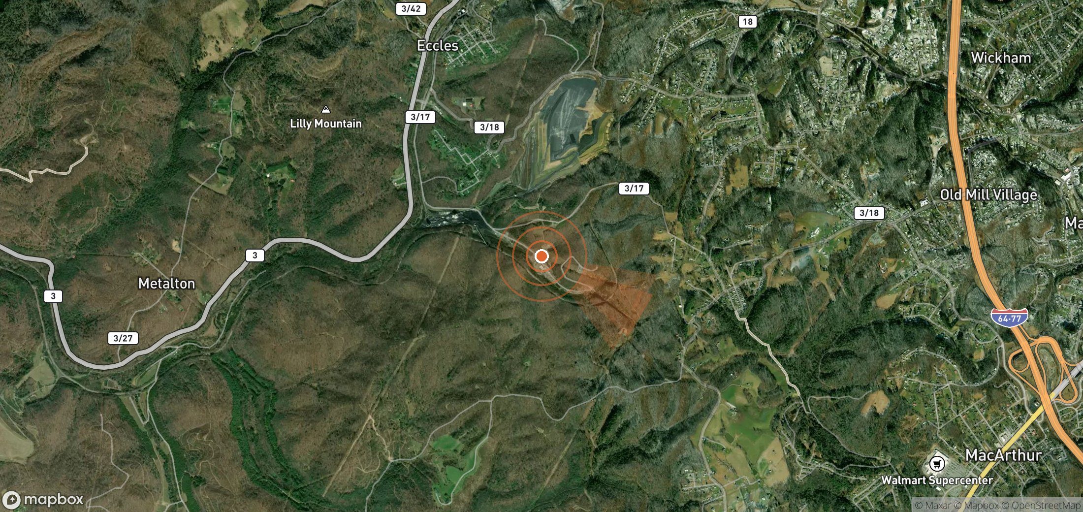 Satellite map of methane plume locations in United States